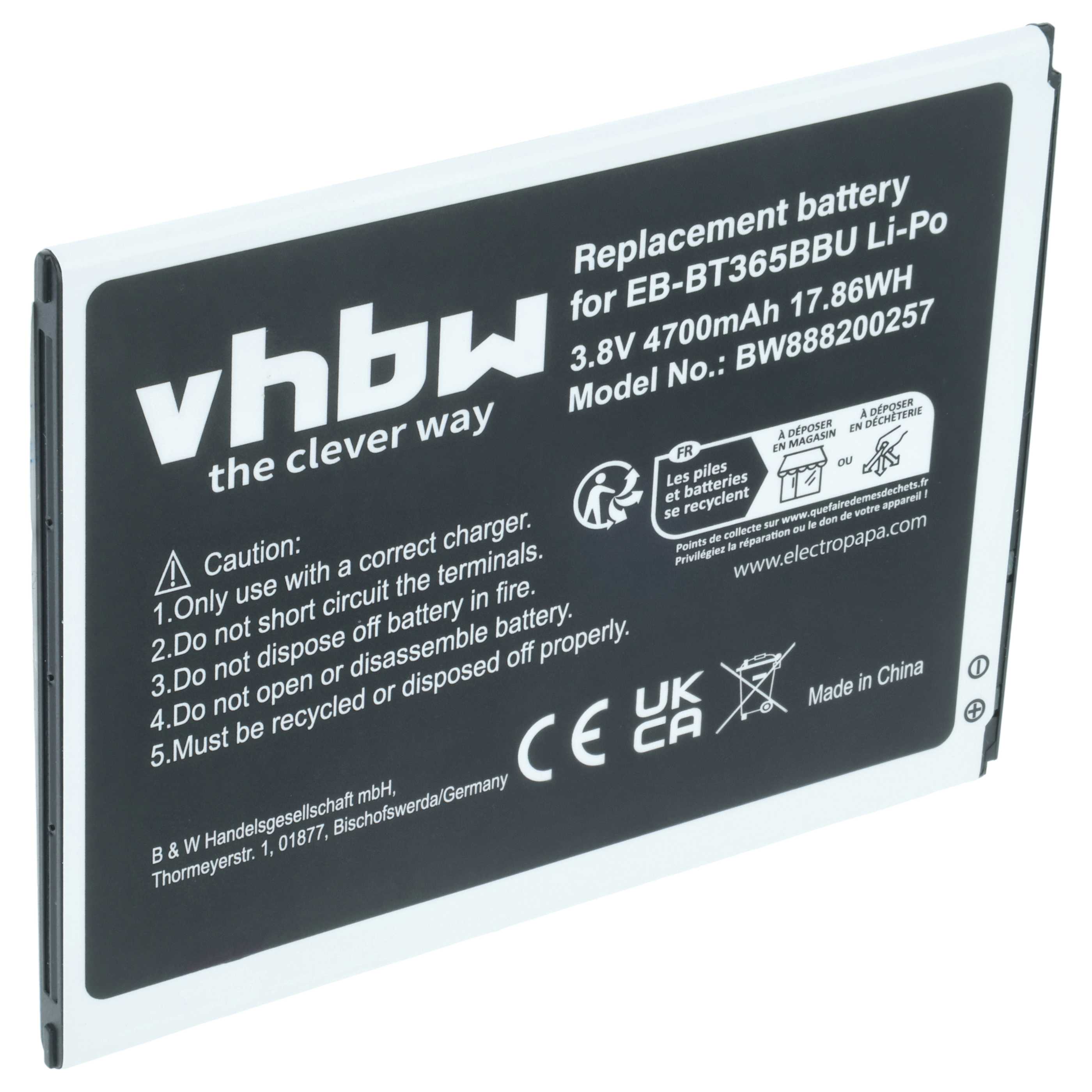 Batteria per tablet sostituisce Samsung EB-BT365BBU, EB-BT365BBC, EB-BT365BBE - 4700mAh 3,8V Li-Poly
