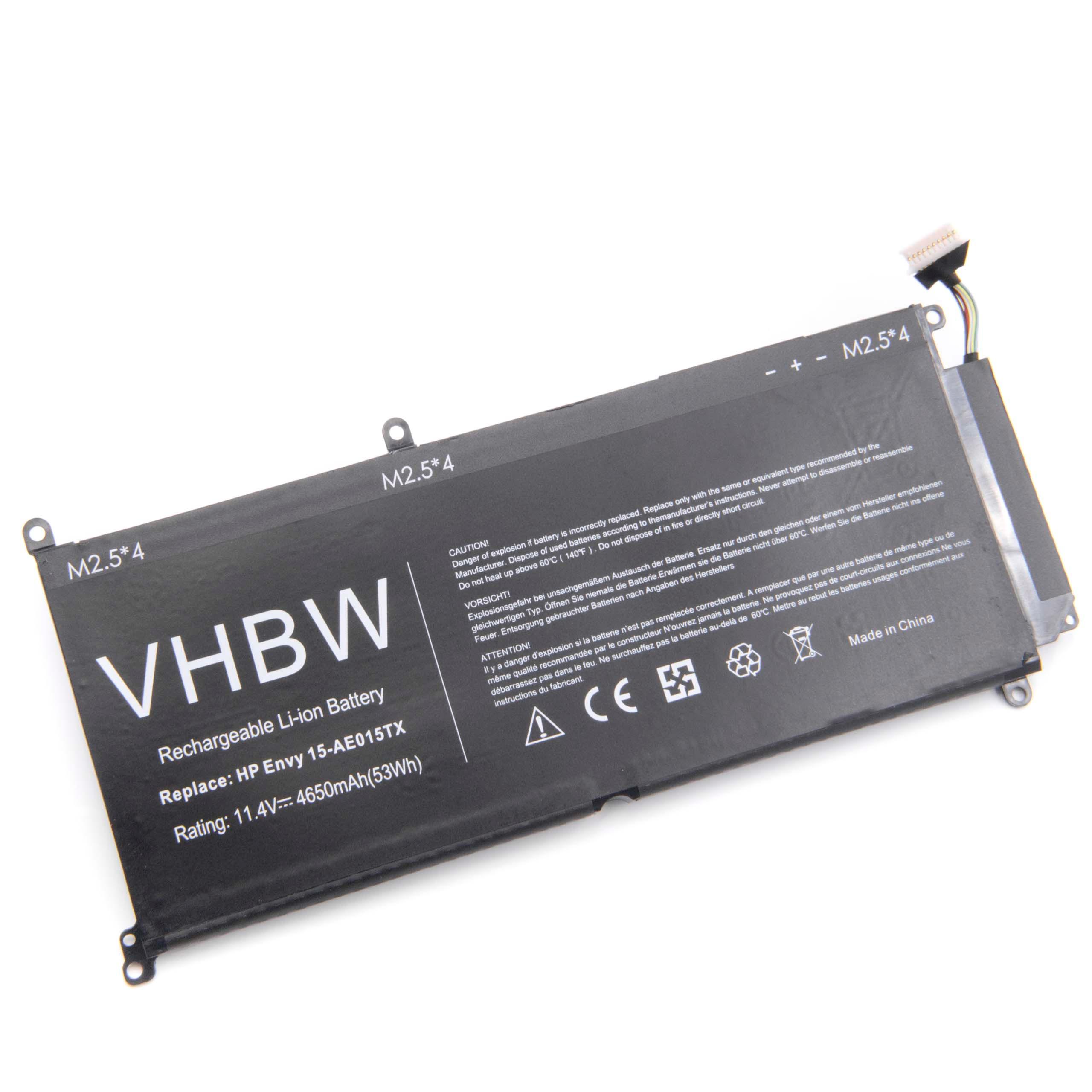 Batterie remplace HP 807211-221, 807211-121, 804072-241 pour ordinateur portable - 4650mAh 11,4V Li-ion, noir