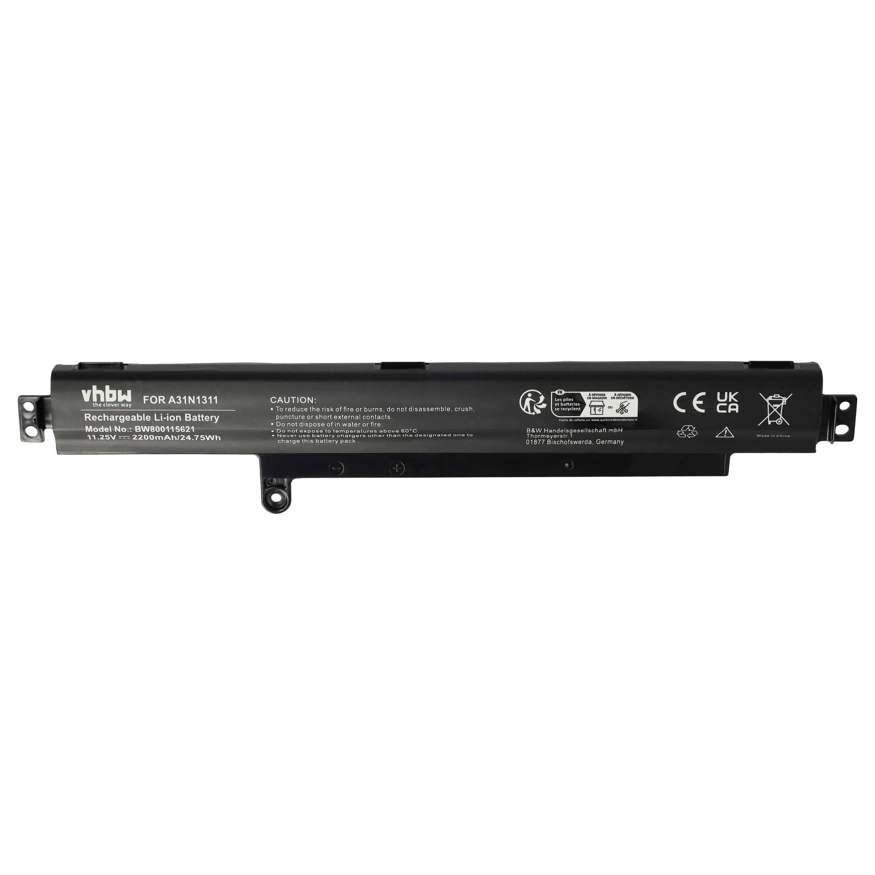 Akumulator do laptopa zamiennik Asus 0B110-00260200, A31N1311, A31LM25 - 2200 mAh 11,25 V Li-Ion, czarny