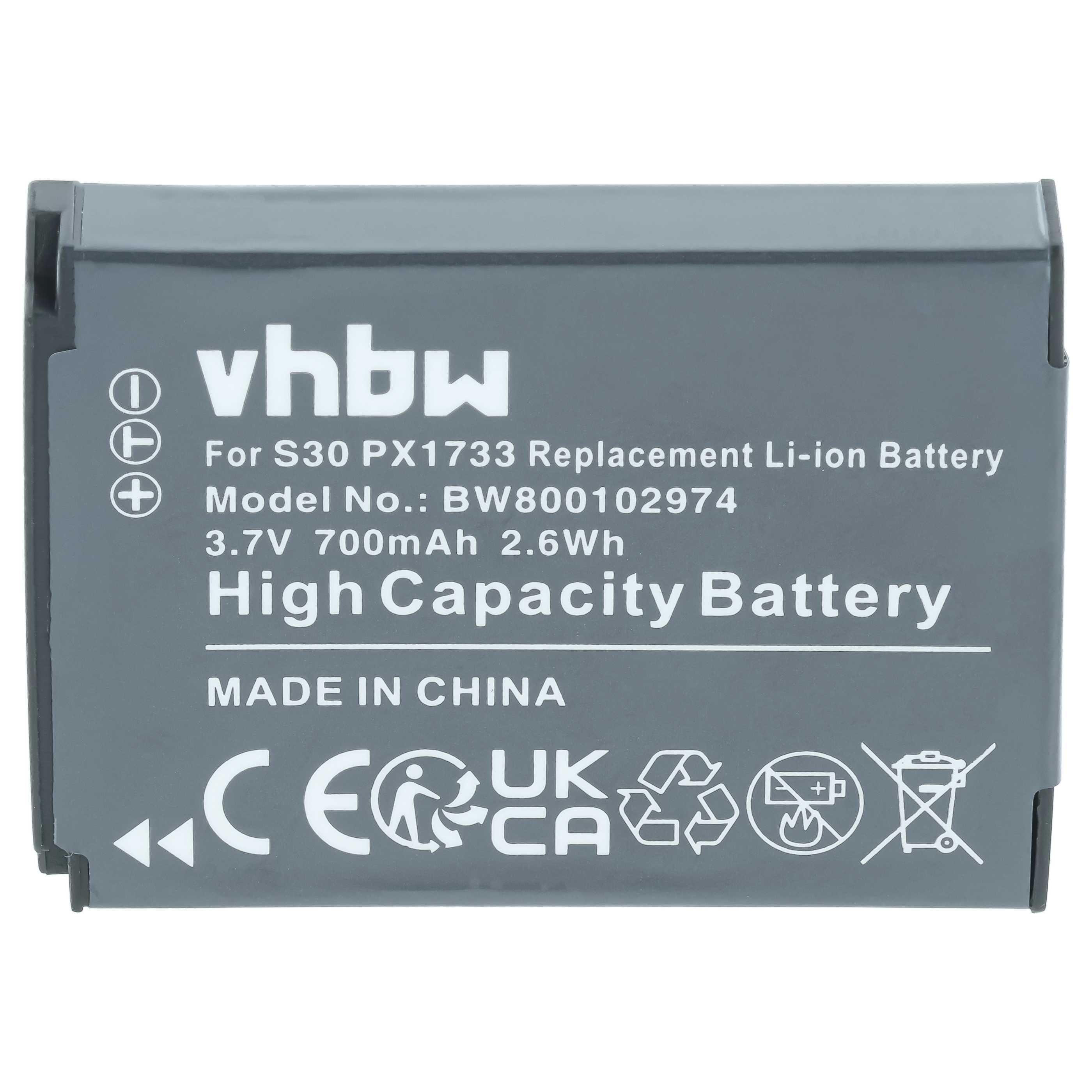 Batteria per videocamera sostituisce Toshiba PC1733E-1BRS, PX1733 - 700mAh 3,7V Li-Ion