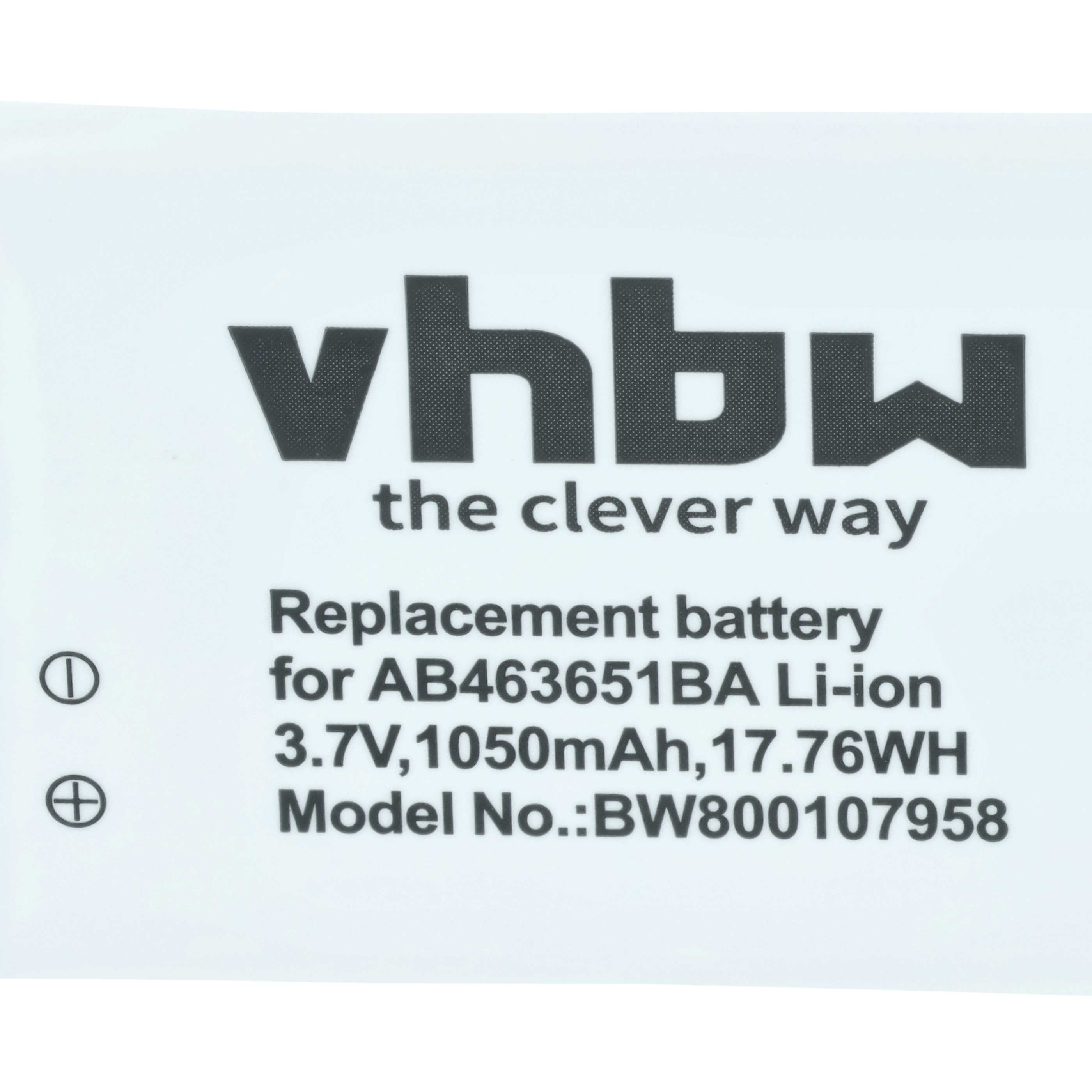 Akumulator do telefonu smartfona zamiennik Samsung AB463651BABSTD, AB463651BA - 1050 mAh 3,7 V Li-Ion