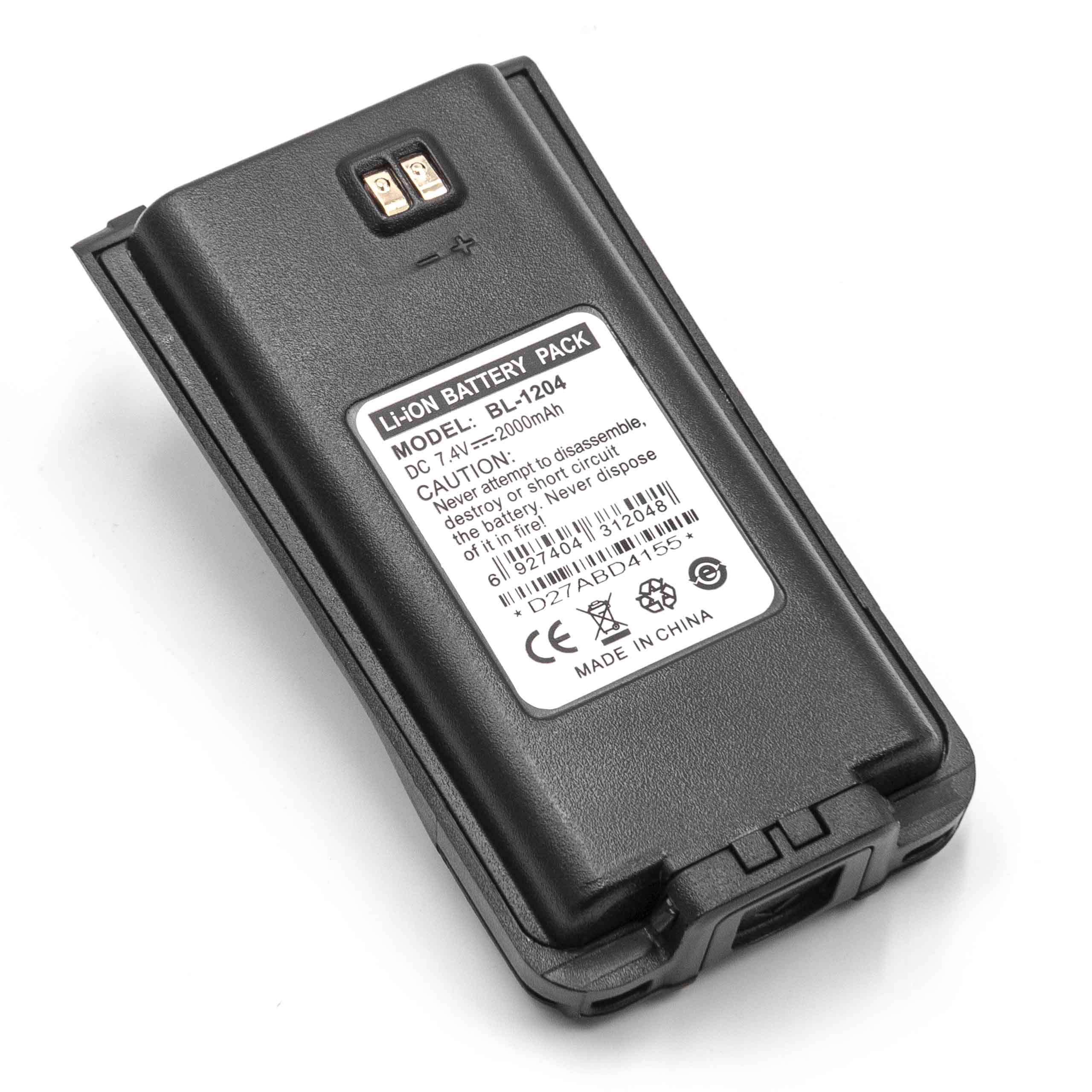 Batterie remplace Hyt / Hytera BL1204 pour radio talkie-walkie - 2000mAh 7,4V Li-ion