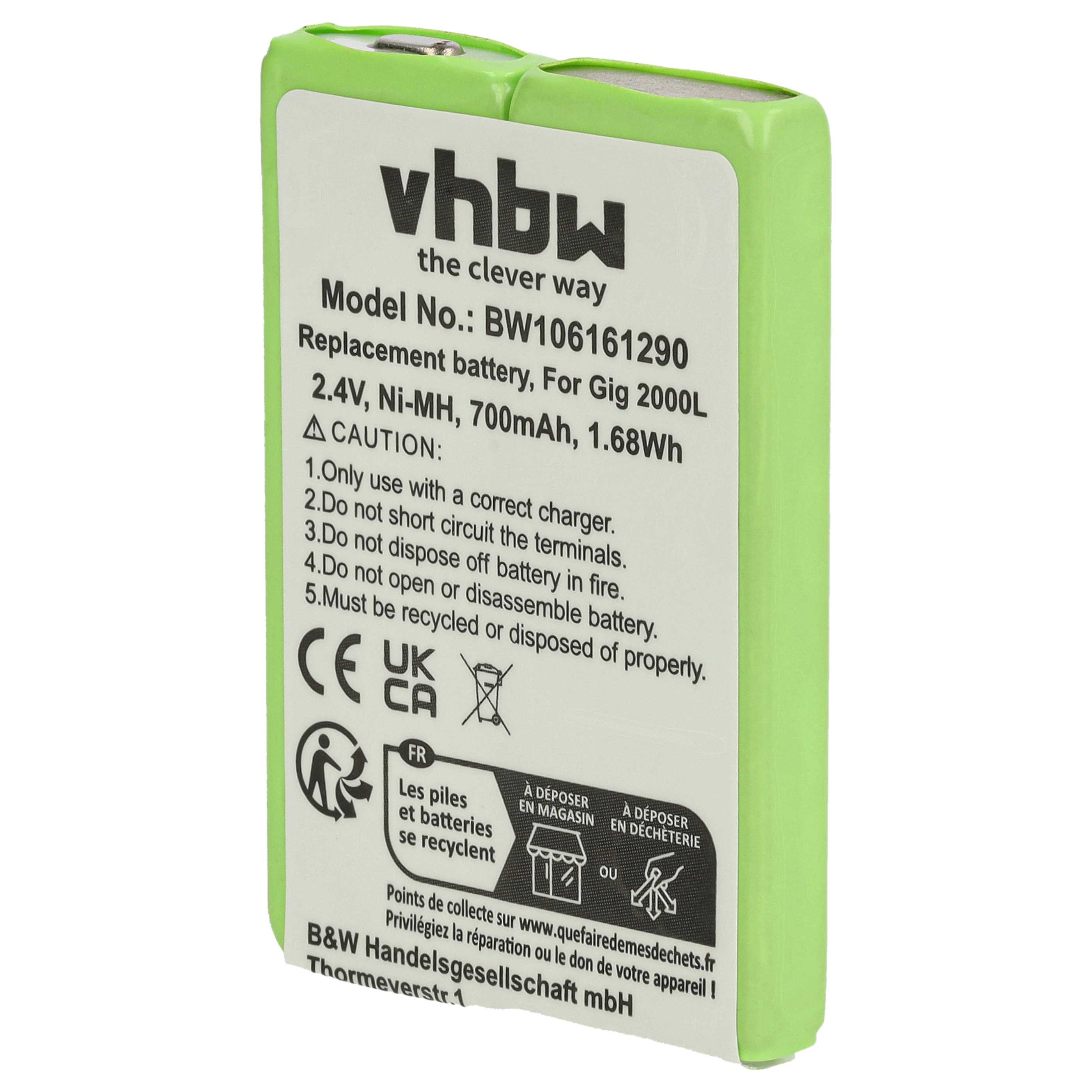 Batterie remplace 4506306, 4506.306, 8M2BZ, 7M2BZ pour téléphone Telekom / T-Sinus - 700mAh 2,4V NiMH