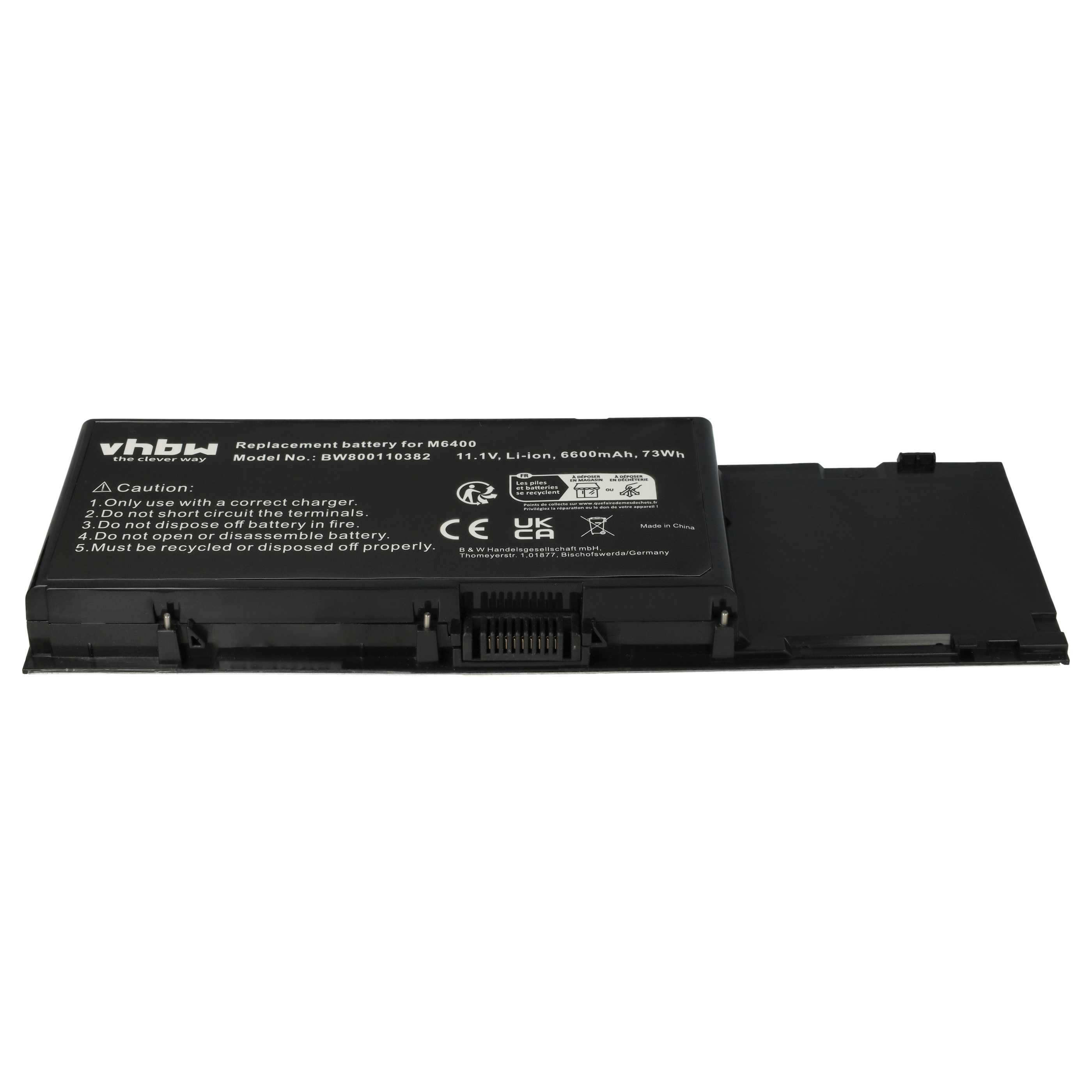 Batteria sostituisce Dell 0KR854, 0DW554, 05K145, 312-0868, 312-0747 per notebook - 6600mAh 11,1V Li-Ion nero