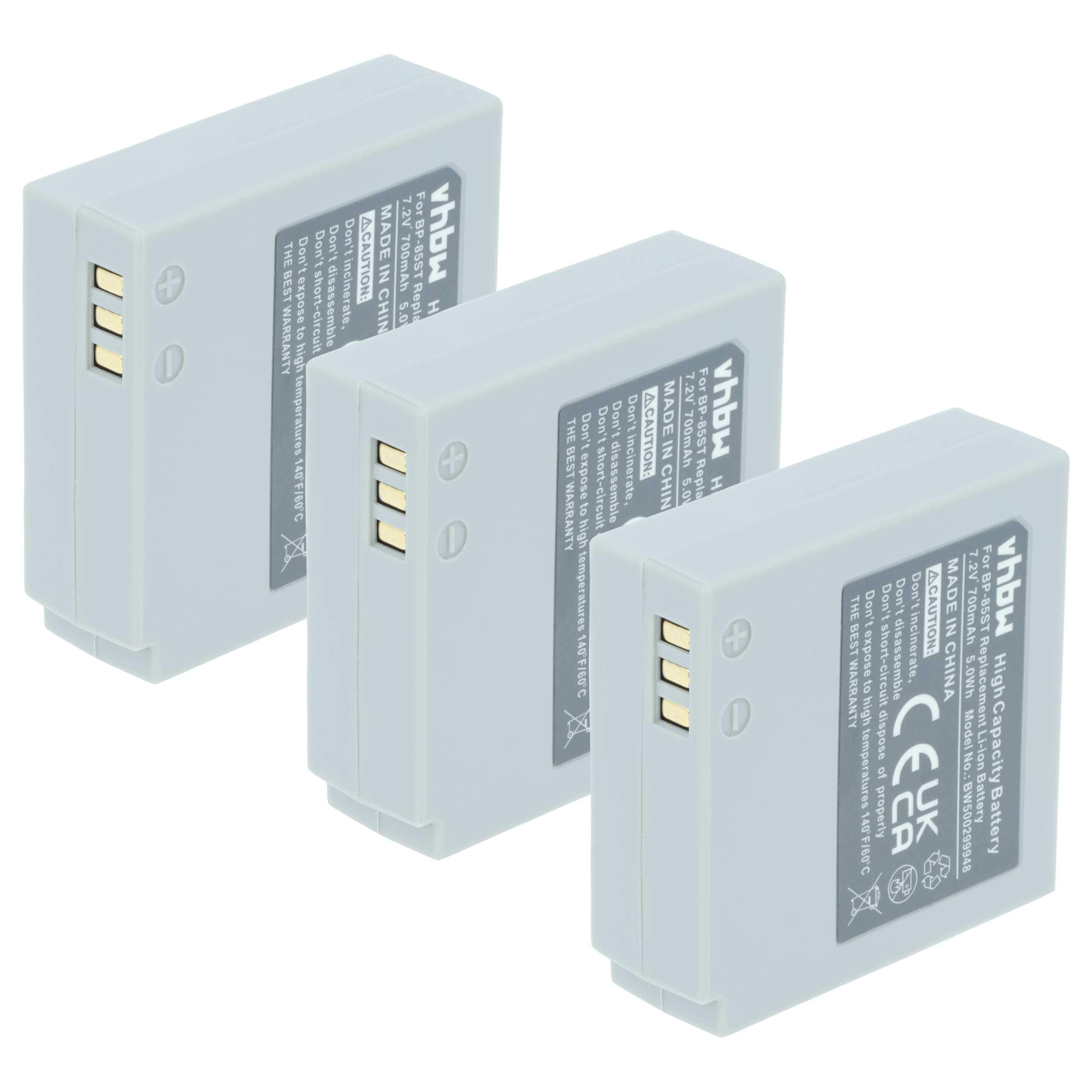 Videocamera 3x Battery replaces Samsung BP-85ST - 700 mAh 7.2 V Li-Ion