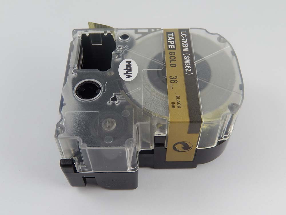 Label Tape as Replacement for Epson LC-7KBM - 36 mm Black to Gold