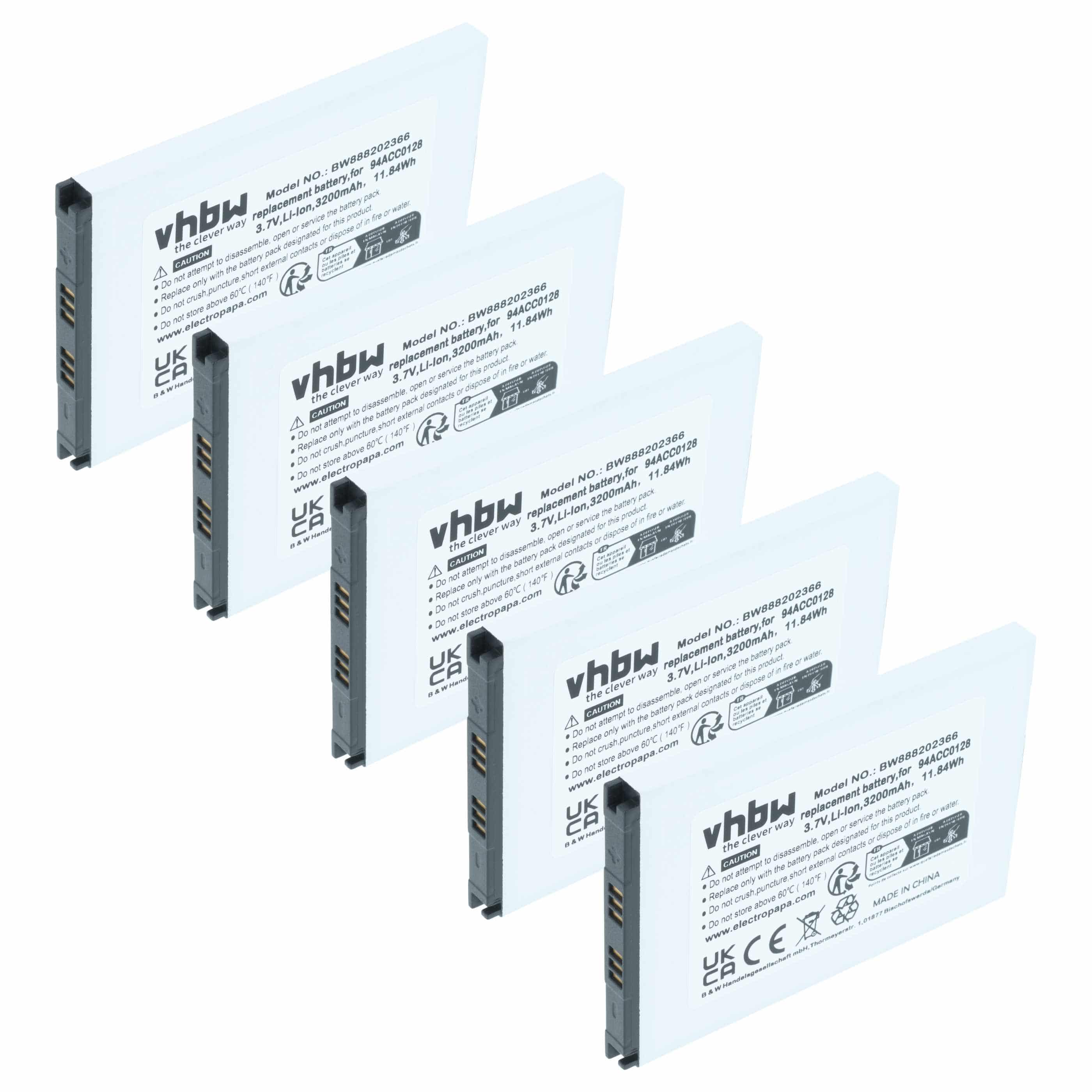 Handheld Computer 5x Battery replaces Datalogic BTDL1, 94ACC0129, 94ACC0128, 3H21-00000491 - 3200mAh, 3.8V