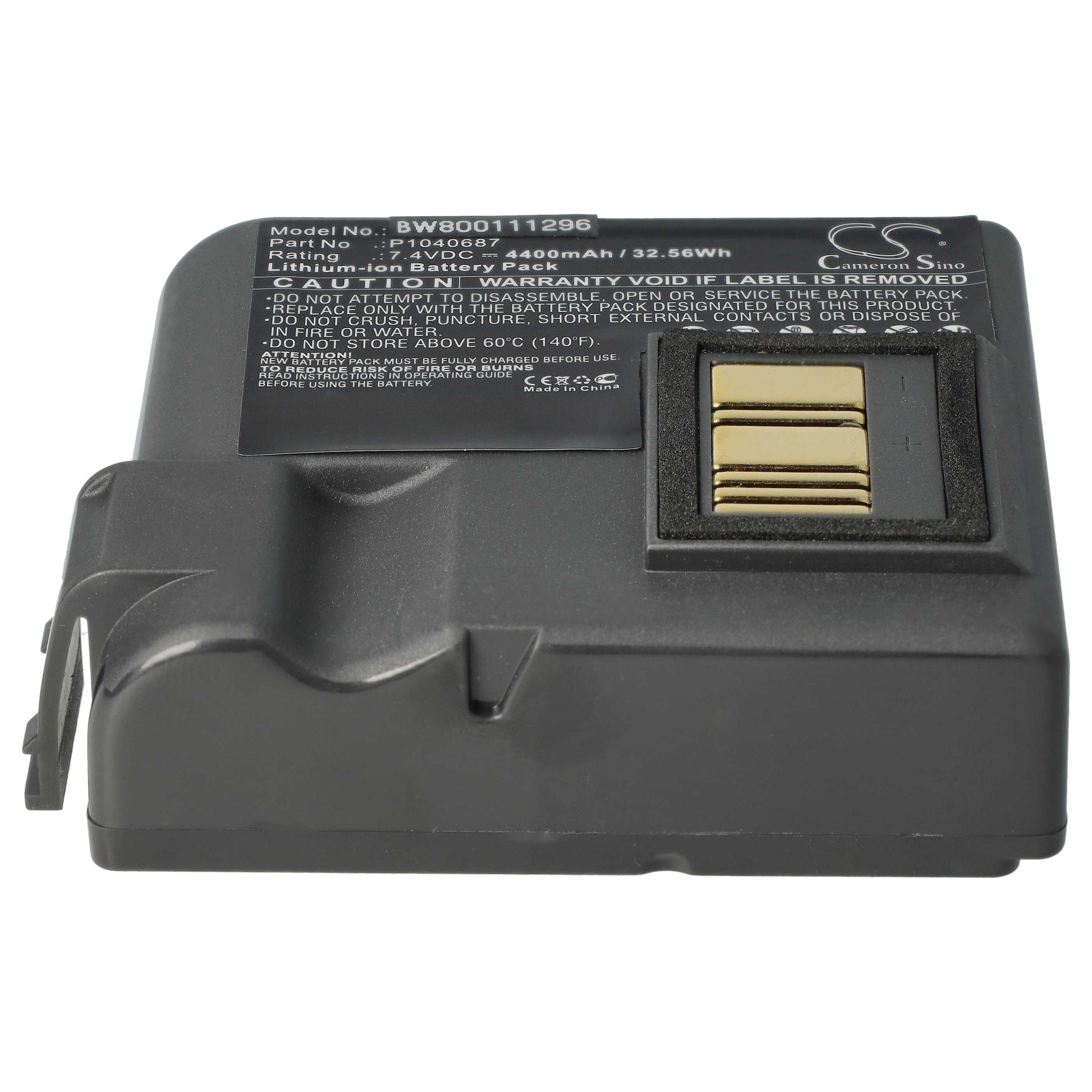 Printer 5x Battery replaces Zebra BTRY-MPP-68MA1-01, P1050667-016, P1040687 - 4400 mAh 7.4 V Li-Ion
