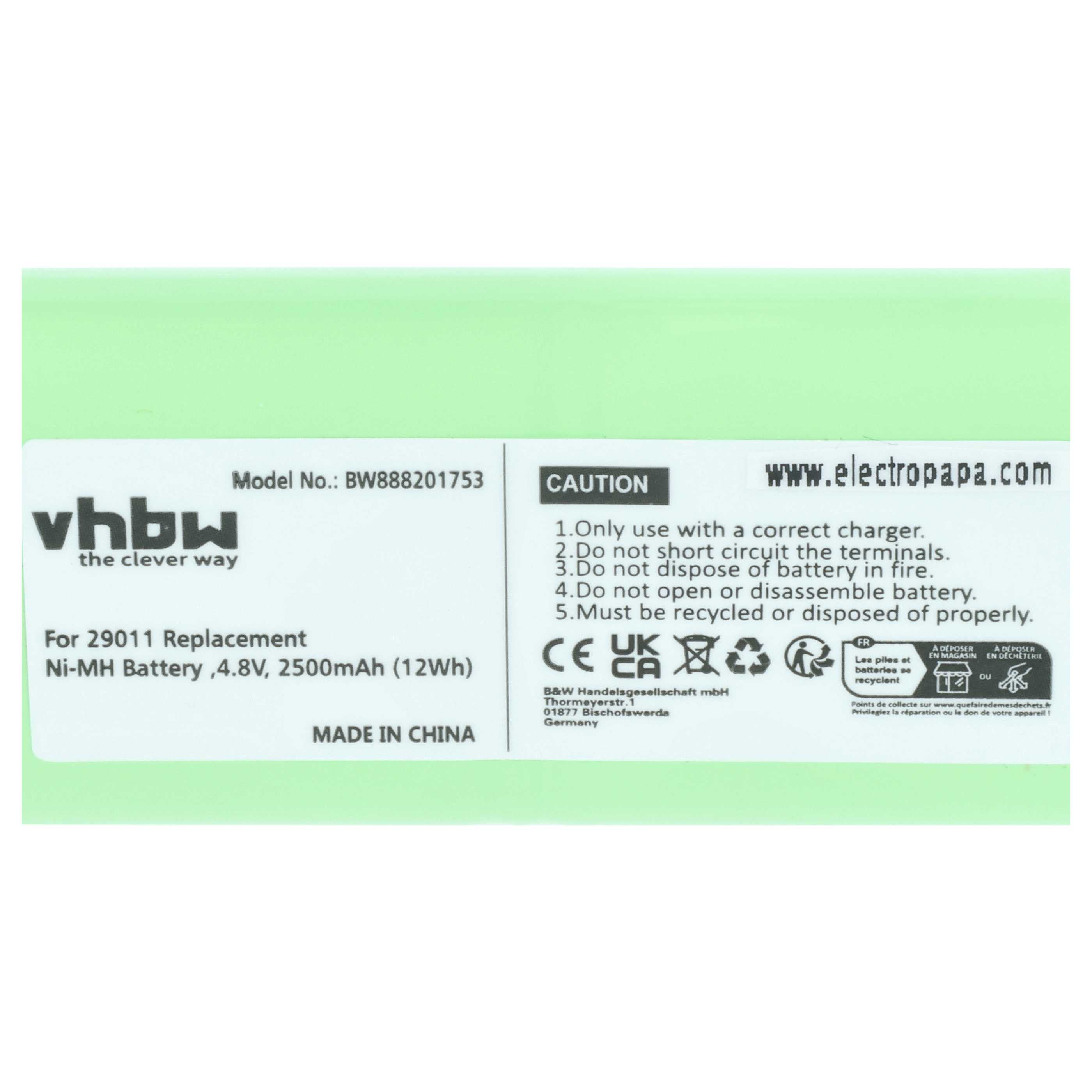 Torch - Battery replaces HAZET 29011 - 2500 mAh 4.8 V NiMH
