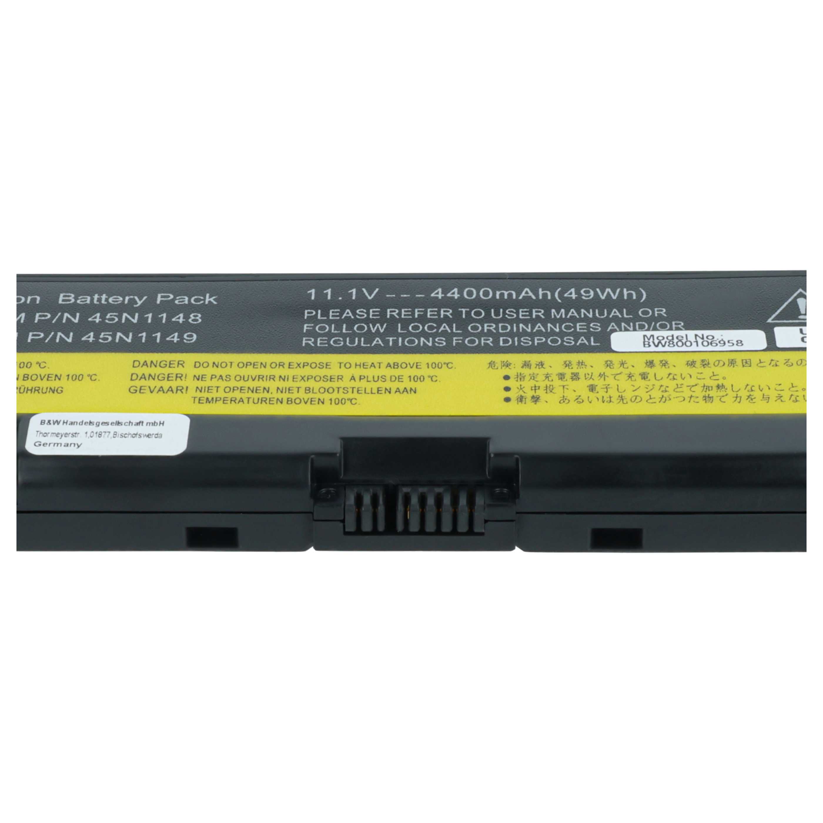 Batteria sostituisce Lenovo 45N1144, 0C52863, 0C52864, 0A36302 per notebook - 4400mAh 11,1V Li-Ion nero