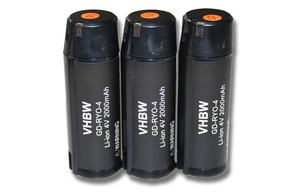 Electric Power Tool Battery (3x Unit) Replaces Ryobi AP4001 - 2000 mAh, 4 V, Li-Ion