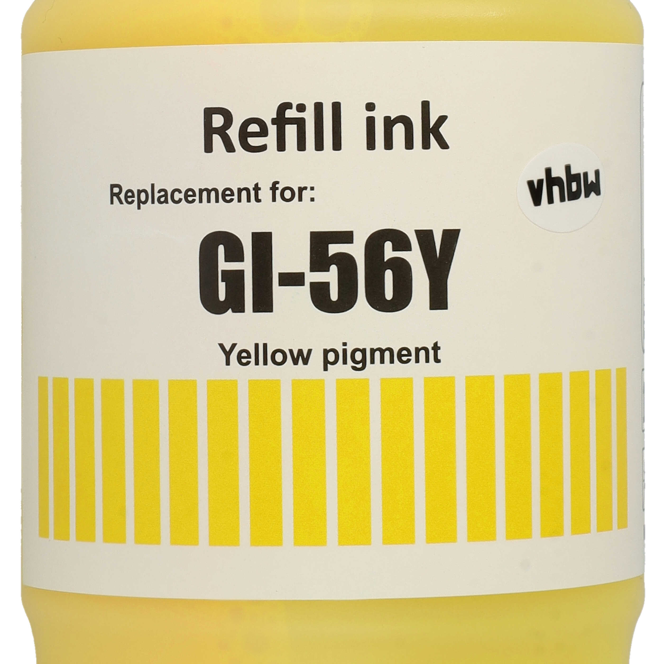 Encre rechargable jaune remplace Canon 4432C001, GI-56Y pour imprimante Canon - Pigmentée, 135ml