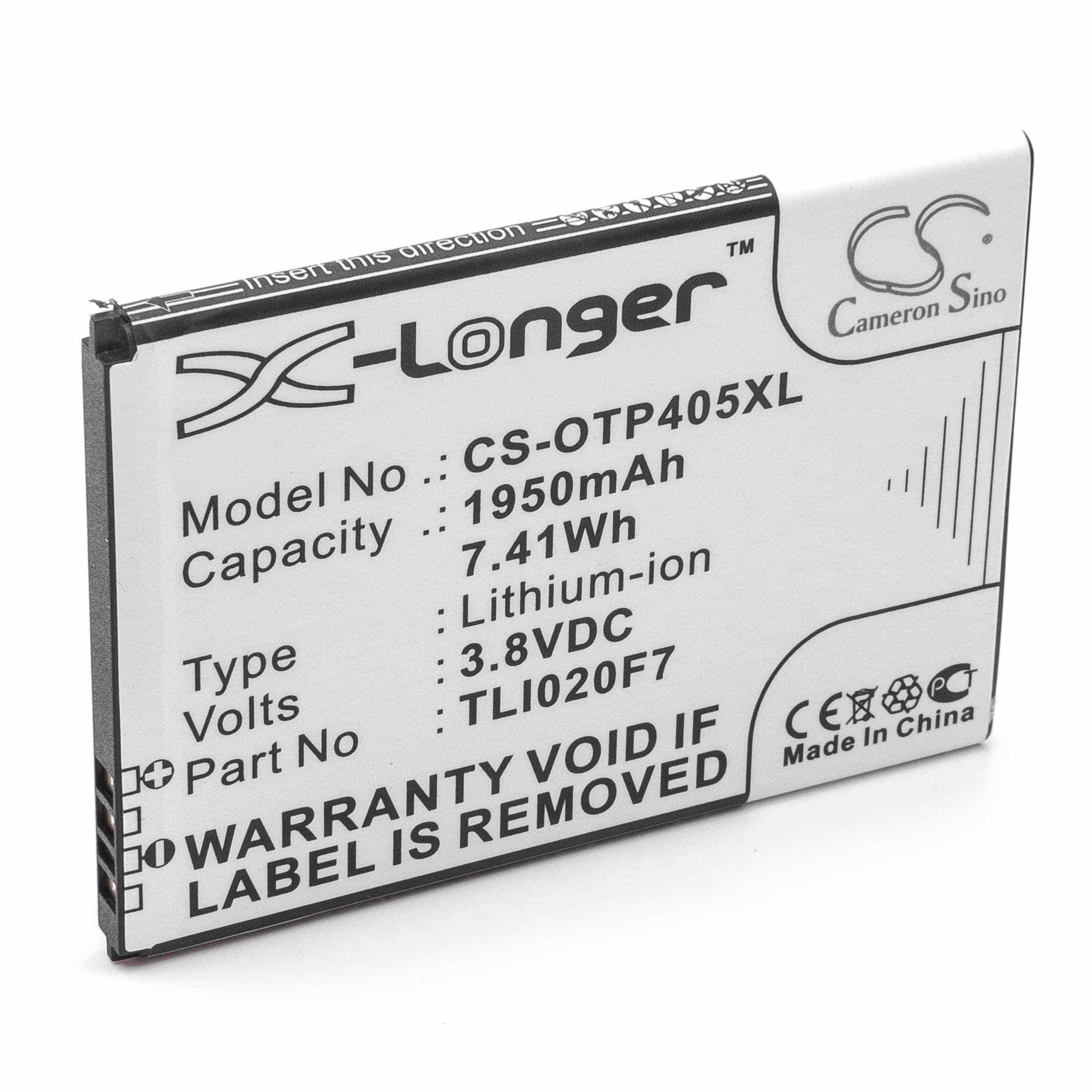 Akumulator Bateria do smartfona komórki zam. Alcatel TLI020F7 - 1950mAh, 3,8V, Li-Ion