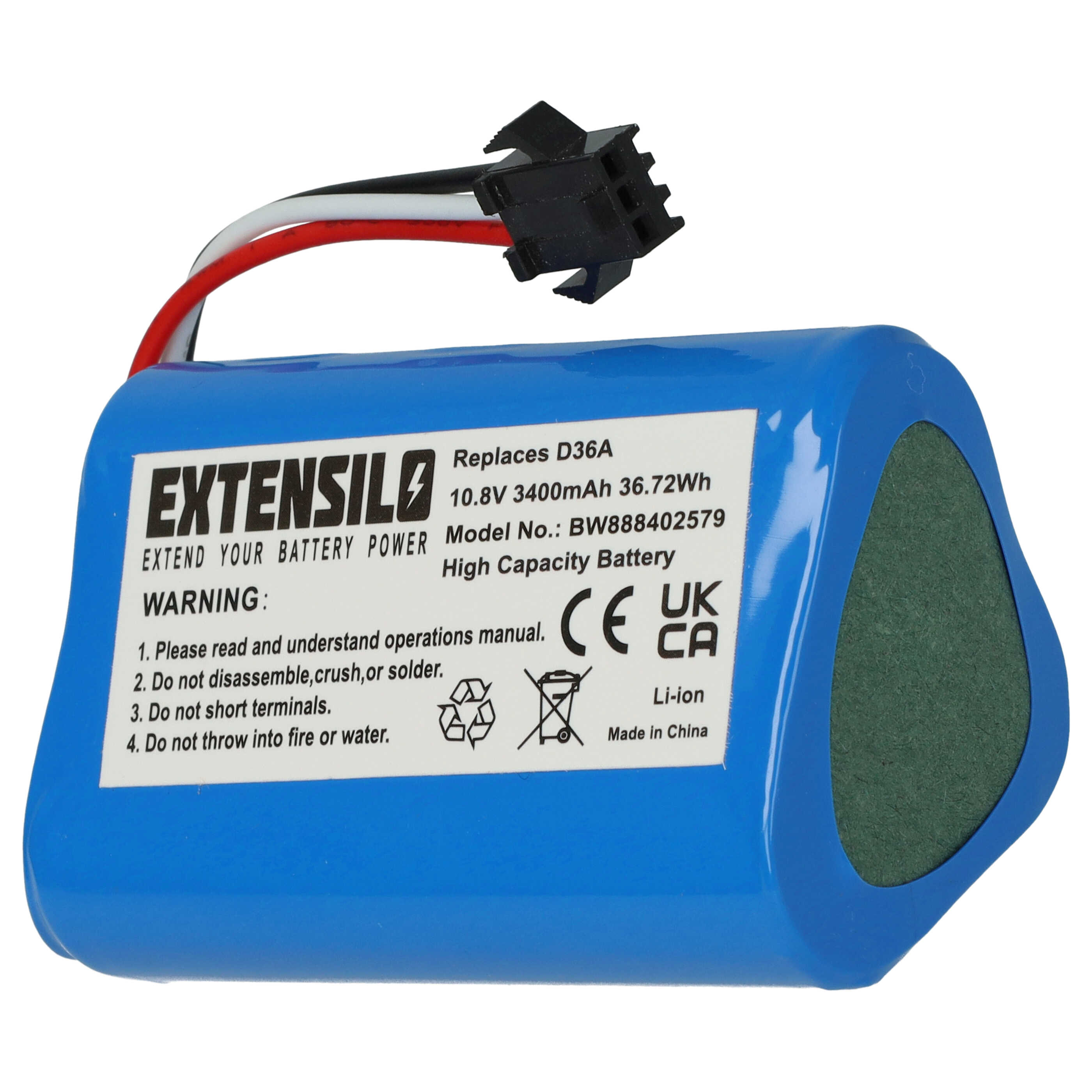 Batterie pour Ecovacs DA60 pour robot aspirateur - 3400mAh 10,8V Li-ion