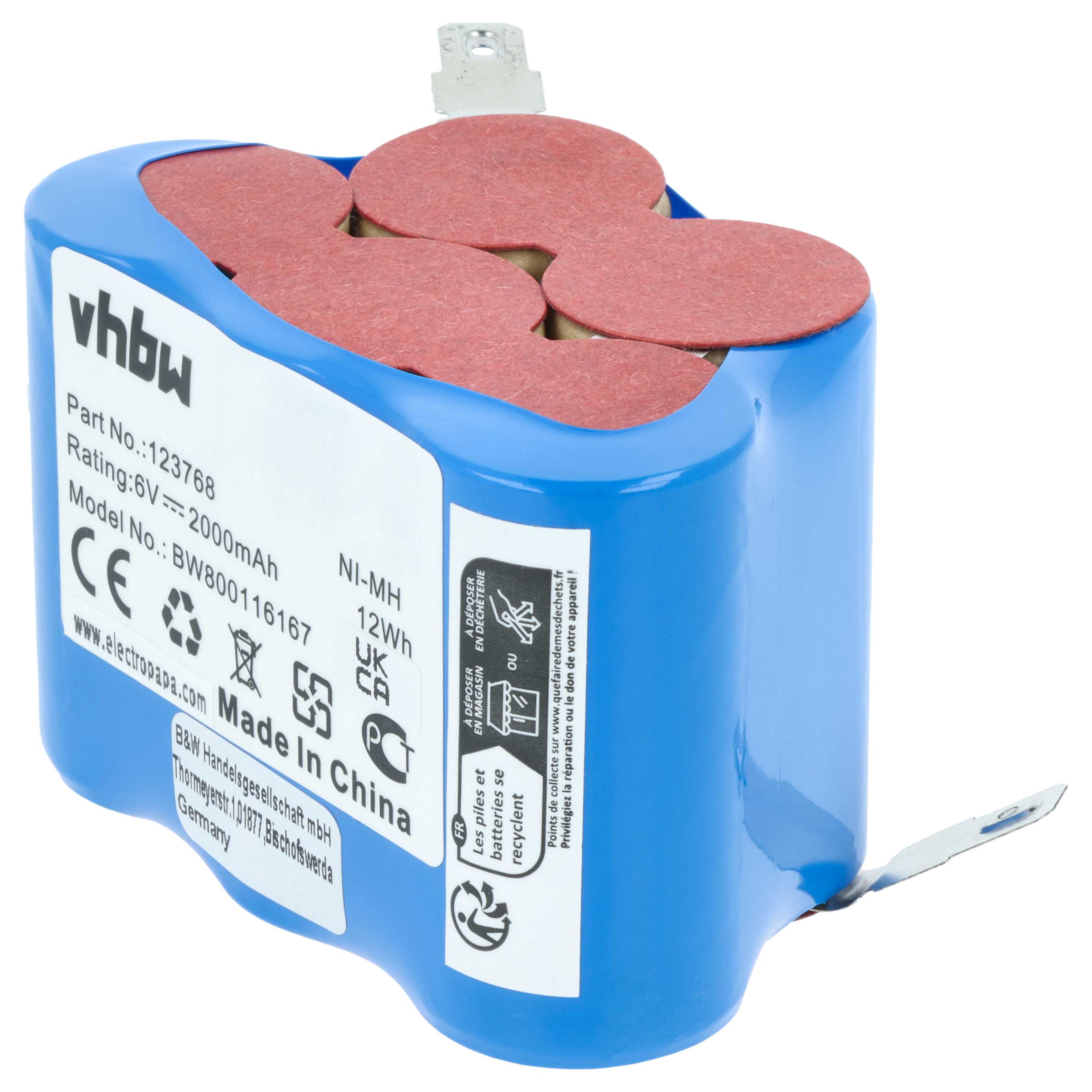 Batería (pack) reemplaza 93230 5, VYRR, VYRR6, 123768 para ciclomotores (2 Ah, 6 V, NiMH)