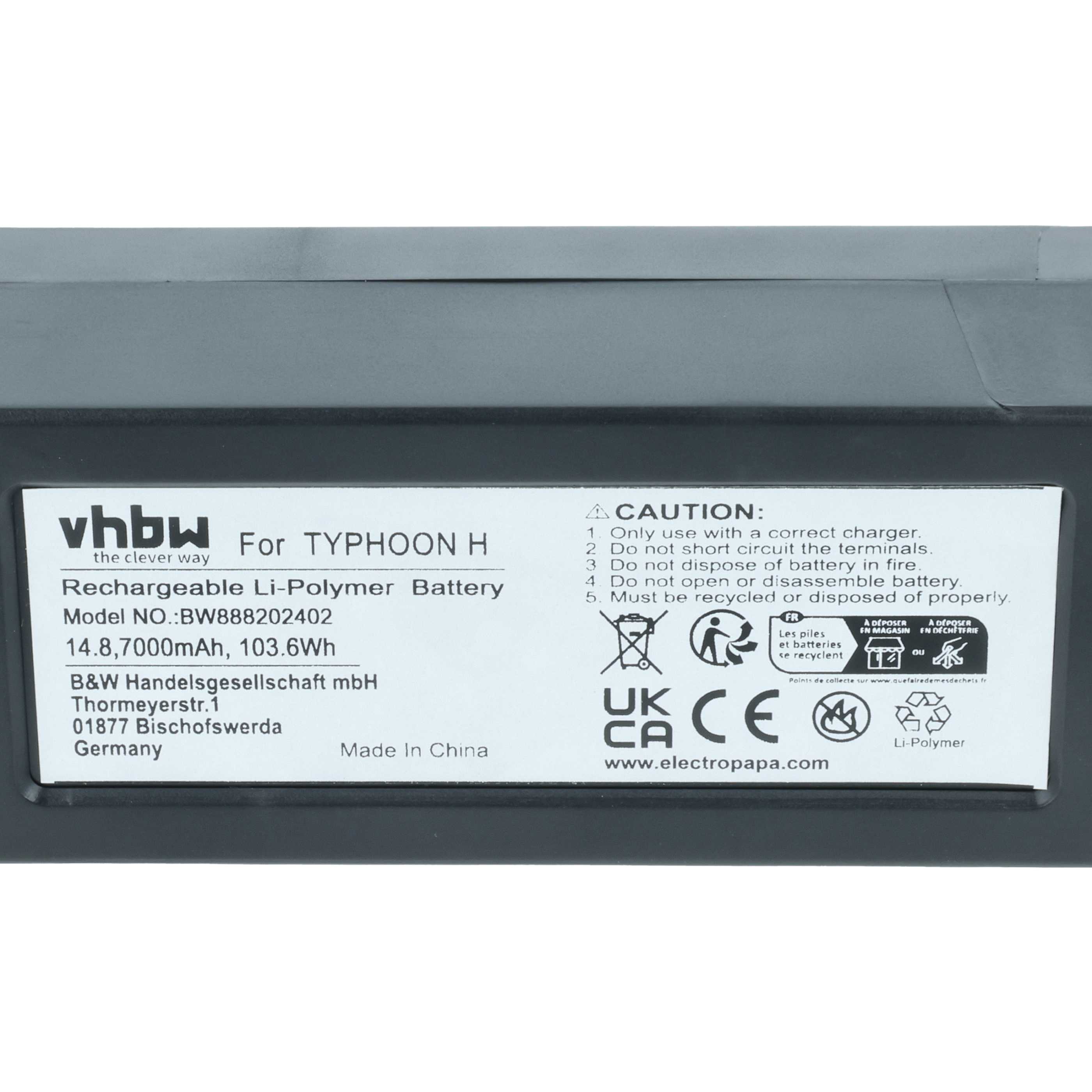 Batterie remplace Yuneec YUNH105, YUNTYH105 pour drone Yuneec- 7000mAh 14,8V Li-polymère