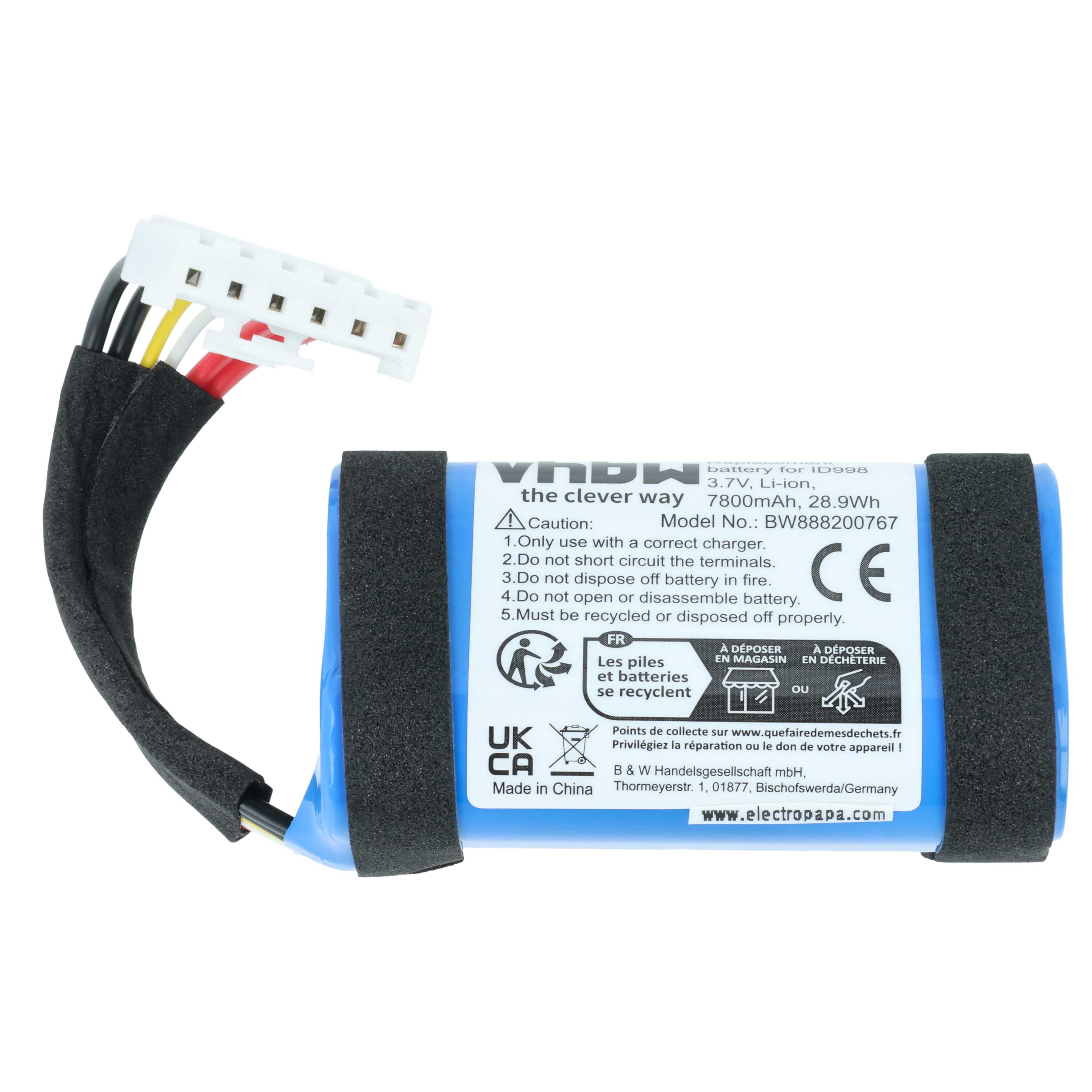 Akumulator do głośnika JBL zamiennik JBL SUN-INTE-118, 1INR19/66-3, ID998, IY1068, IAA011NA - Li-Ion 7800mAh