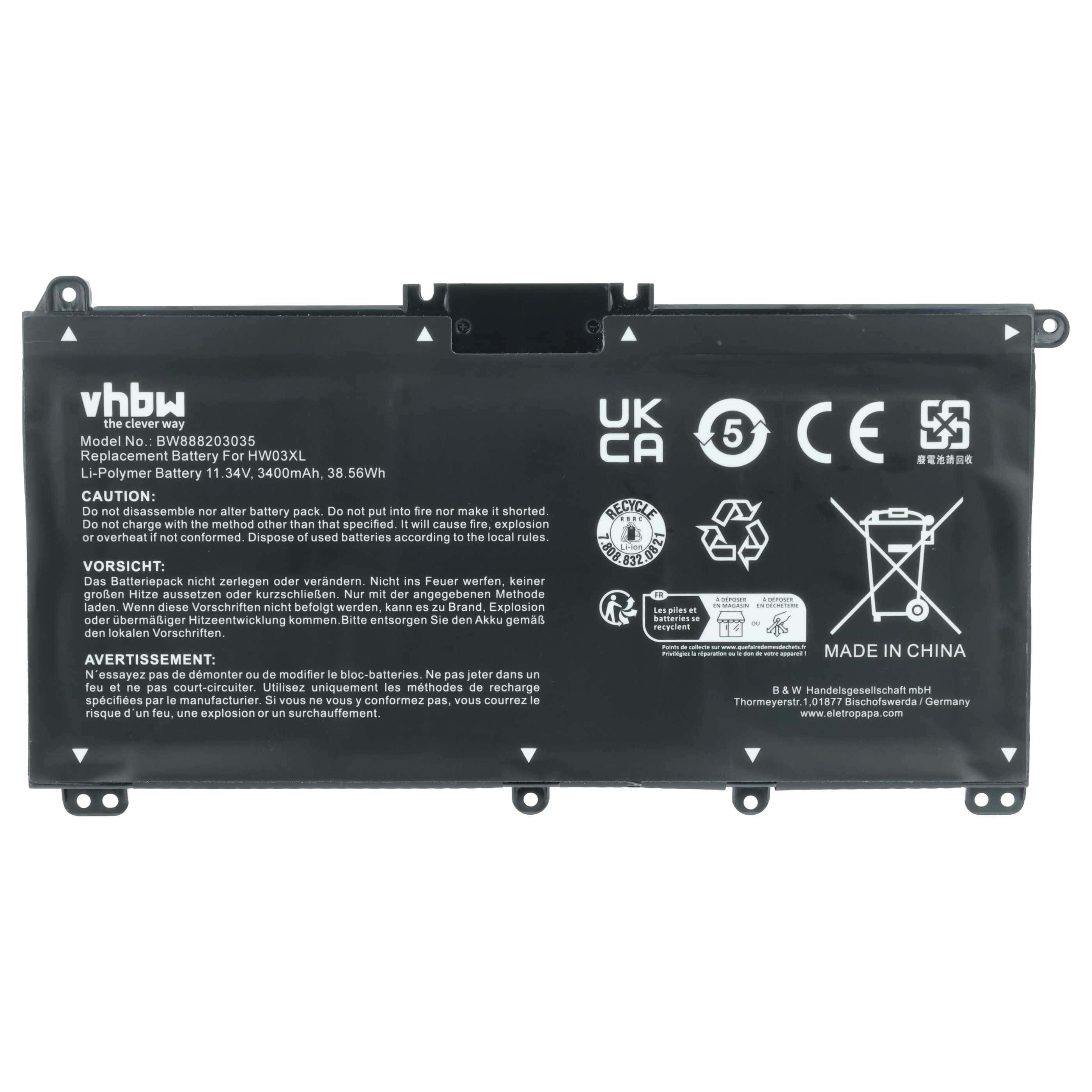 Akumulator do laptopa zamiennik HP HSTNN-IB9O, HSTNN-IB90, HSTNN-OB2A, HSTNN-LB8U - 3400 mAh 11,34 V LiPo