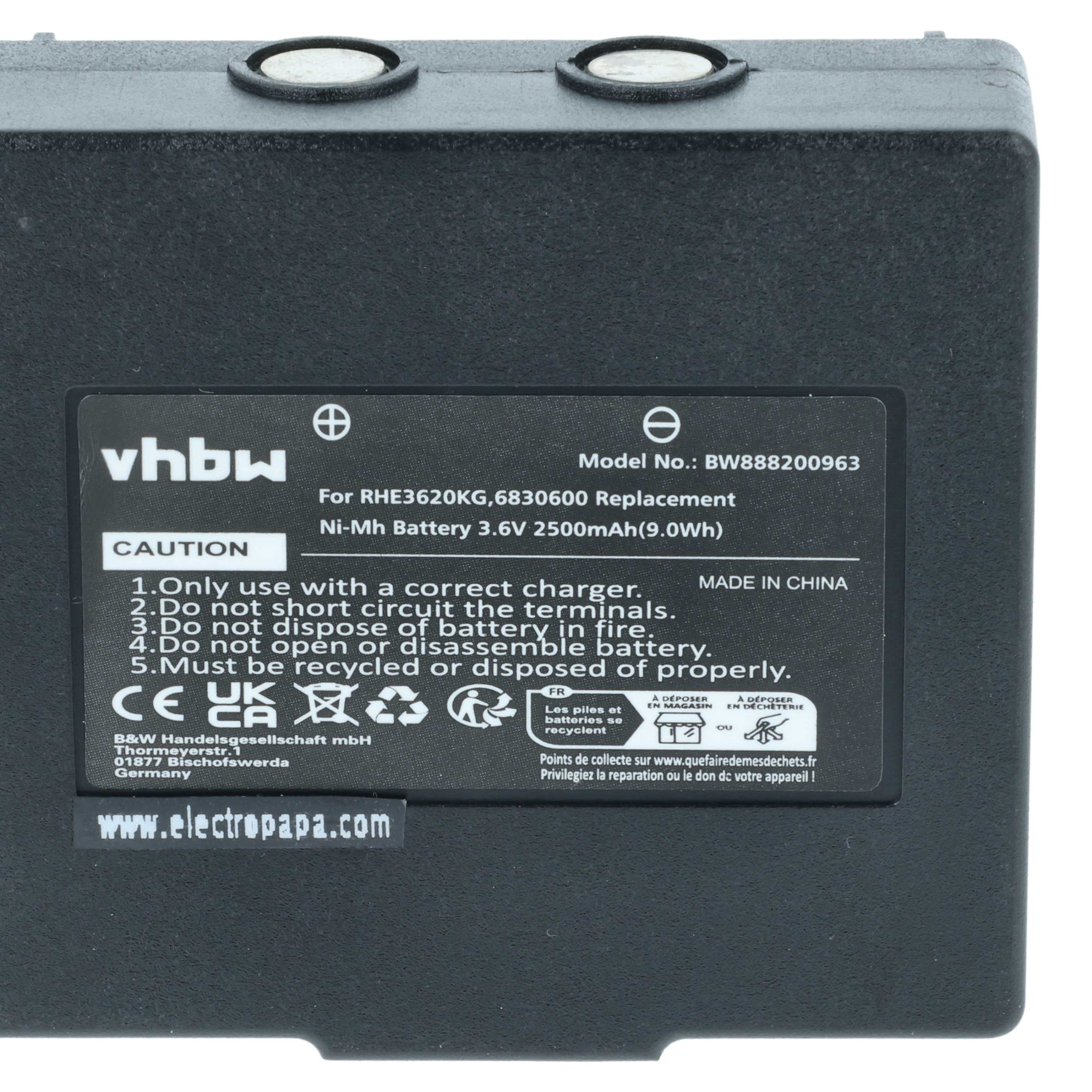 Batería (2 ud) reemplaza Abitron KH68300990, EX2-22 sistema control - 2500mAh 3,6V NiMH
