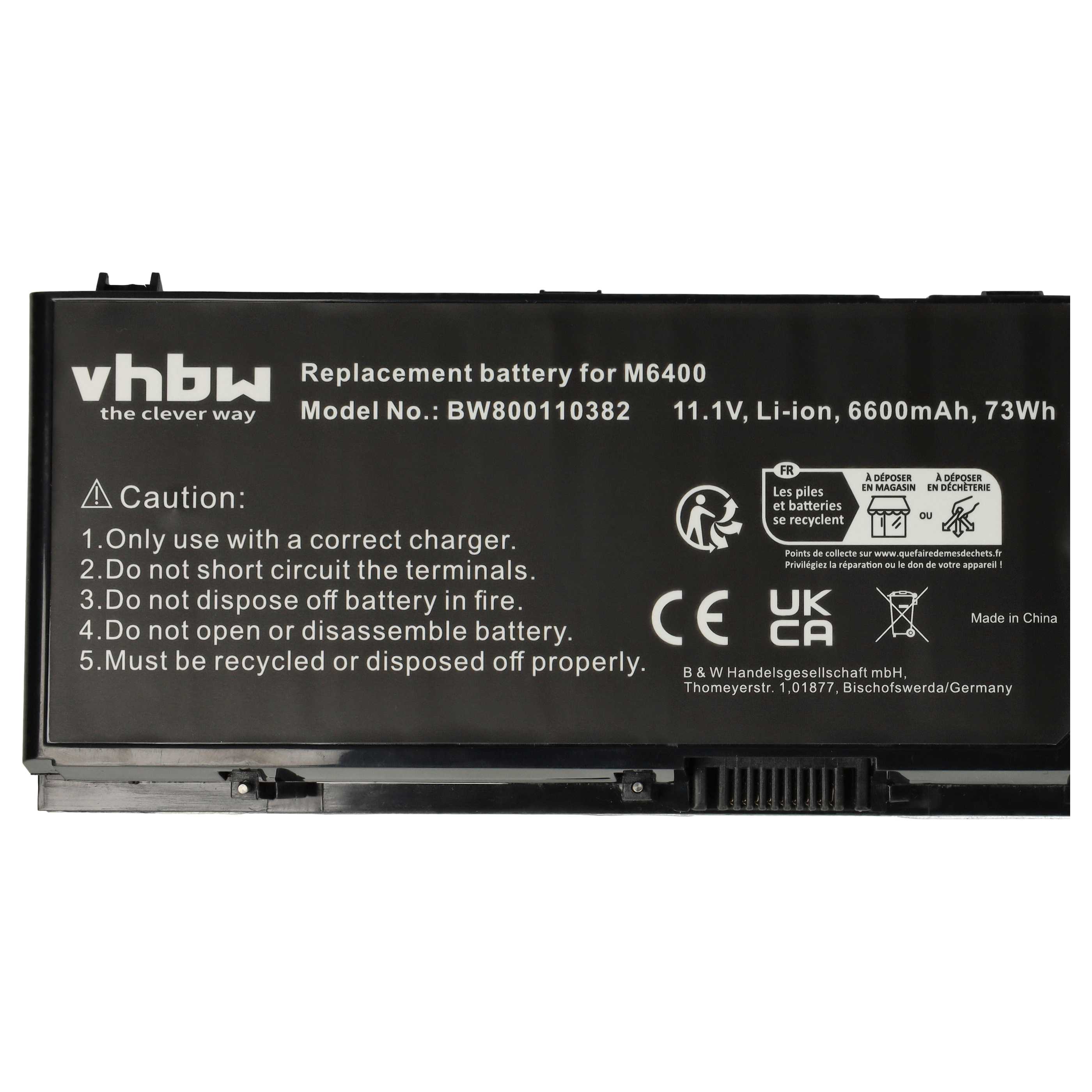 Batteria sostituisce Dell 0KR854, 0DW554, 05K145, 312-0868, 312-0747 per notebook - 6600mAh 11,1V Li-Ion nero