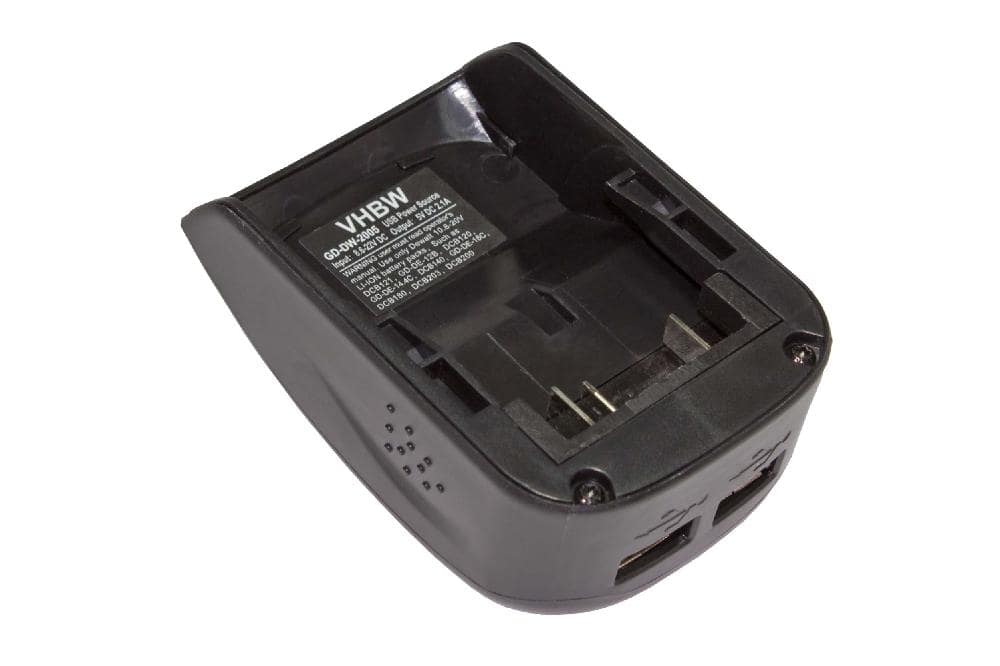 Akku-Adapter als Ersatz für Dewalt DCB090 für Dewalt Werkzeug - 2x USB-Anschlüsse, Ladeanzeige