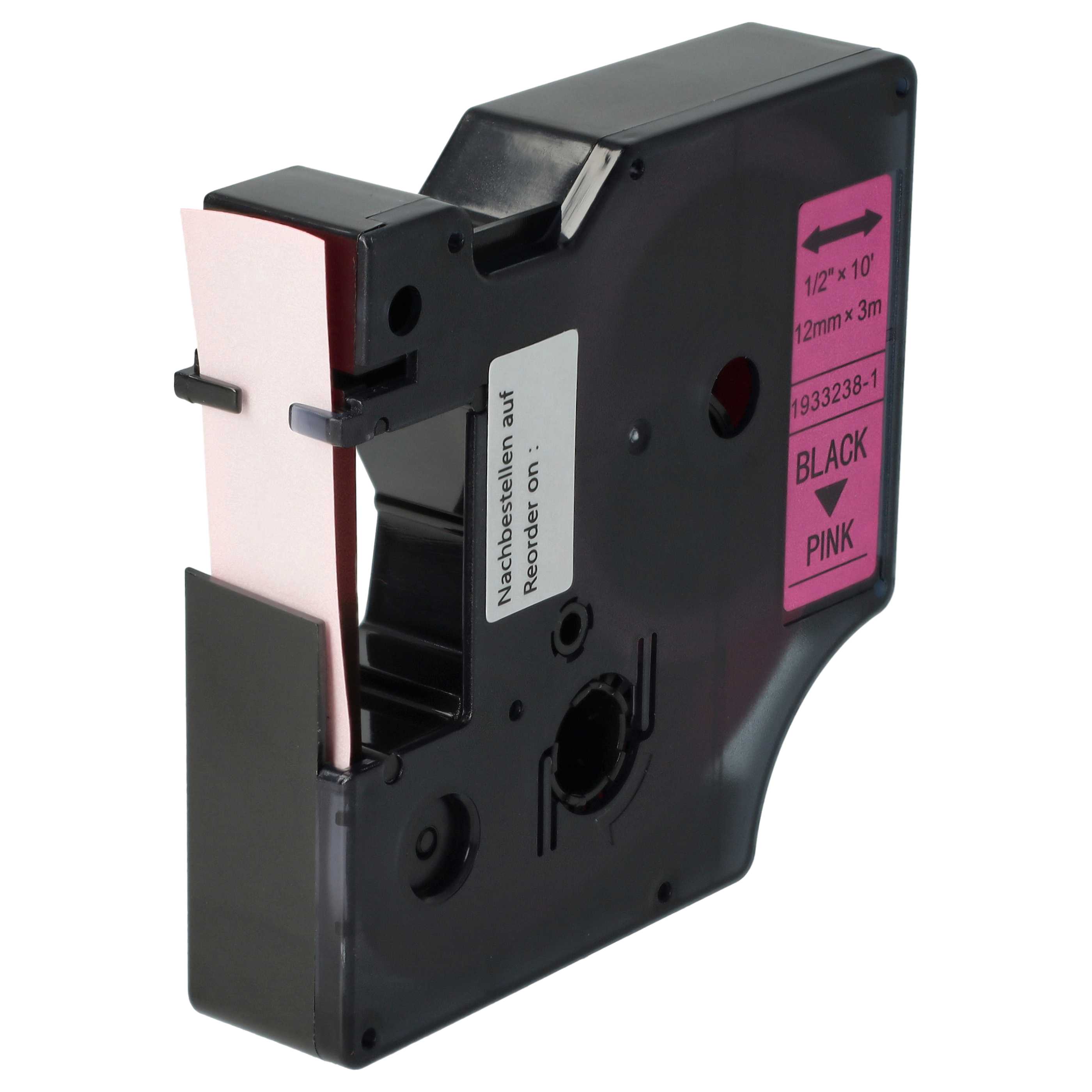 Cassetta nastro sostituisce Dymo D1, 1933238-1 per etichettatrice 12mm nero - rosa fluo