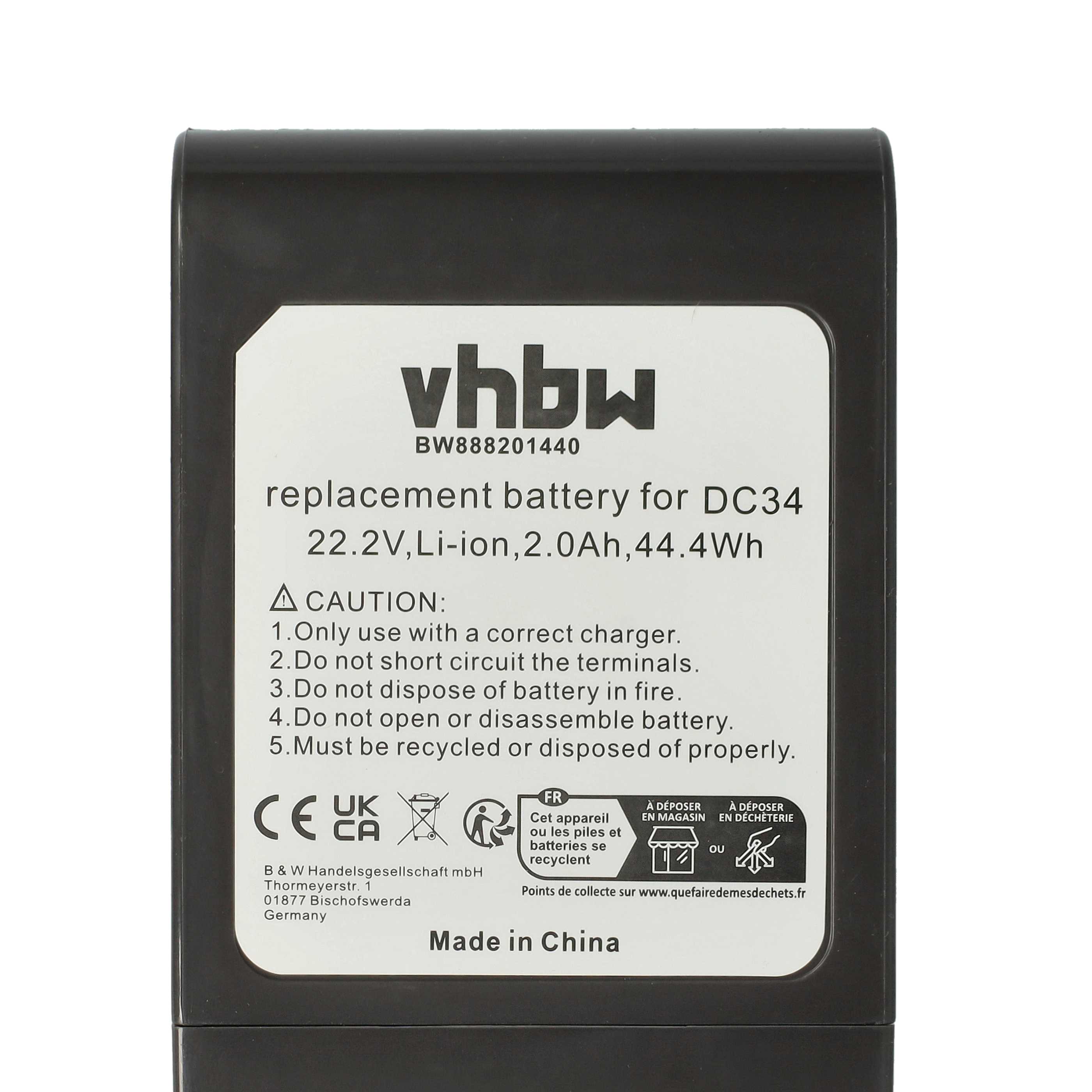 Batteria sostituisce Dyson 17083-5010, 17083-3009, 17083-3511 per aspirapolvere - 2000mAh 22,8V Li-Ion