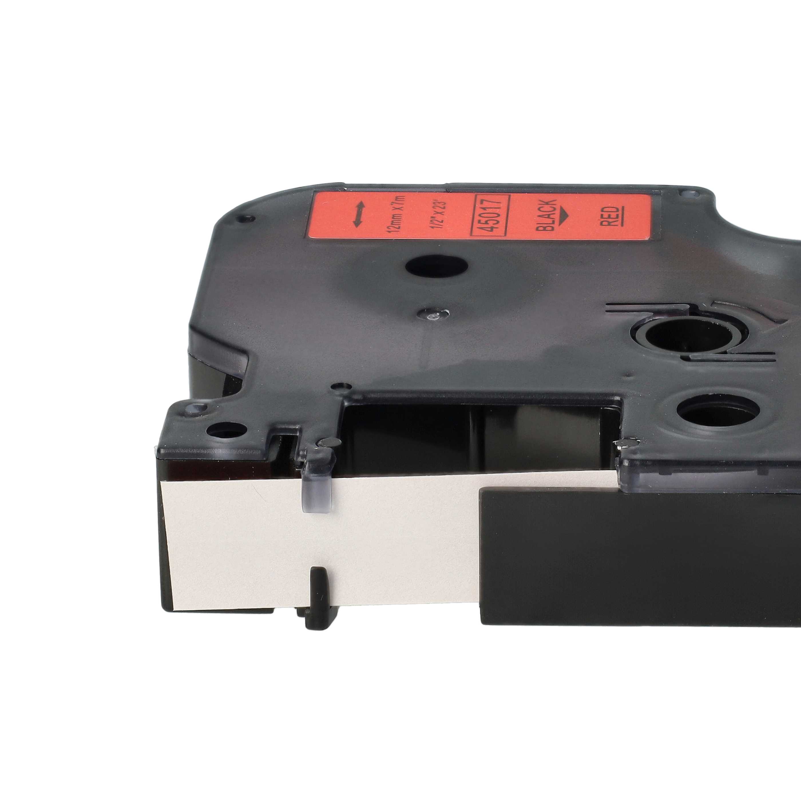 Label Tape replaces Dymo 45017, D1 - 12 mm Black to Red