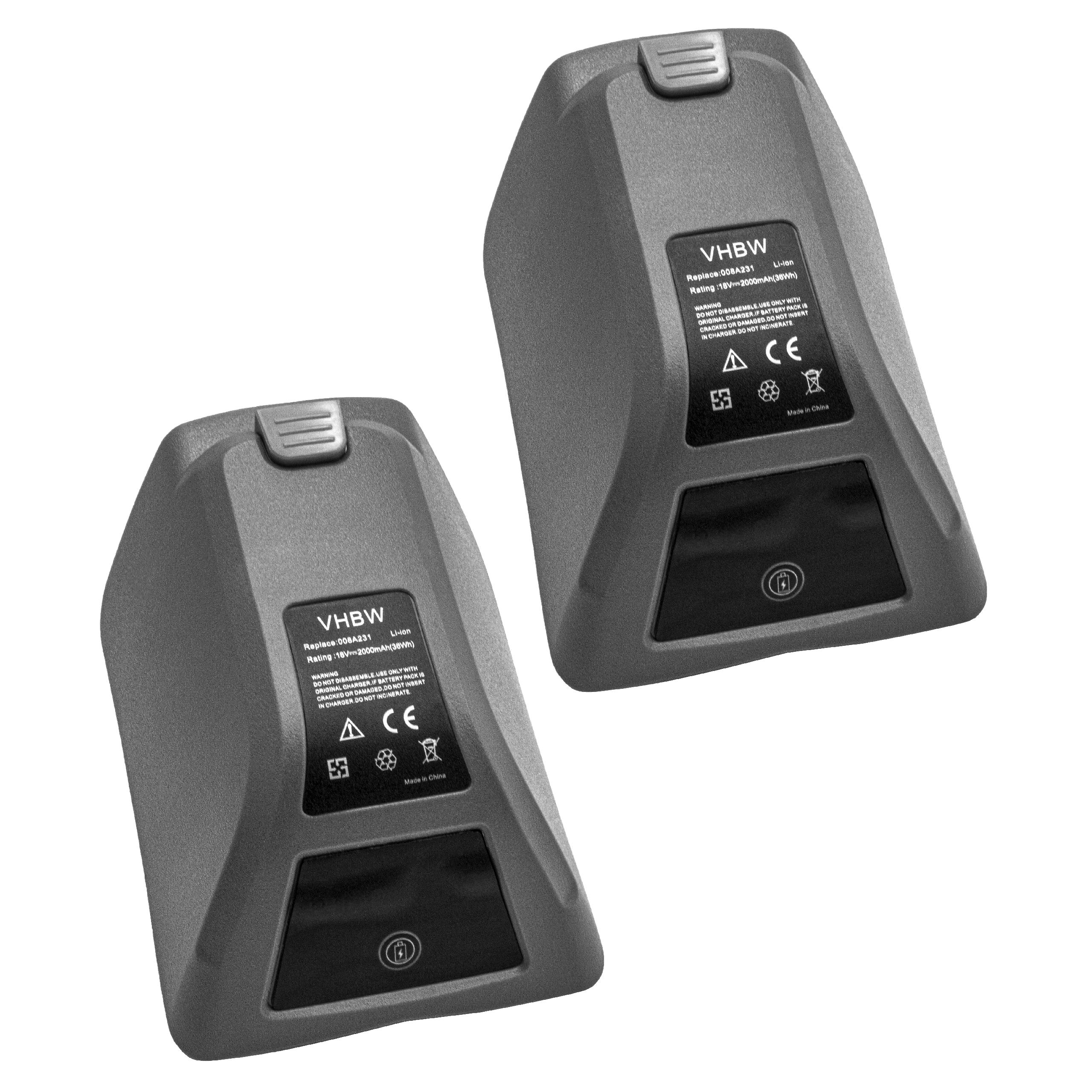 2x Battery replaces Gardena 008A231 Electric Power Tool - 2000 mAh, 18 V, Li-Ion
