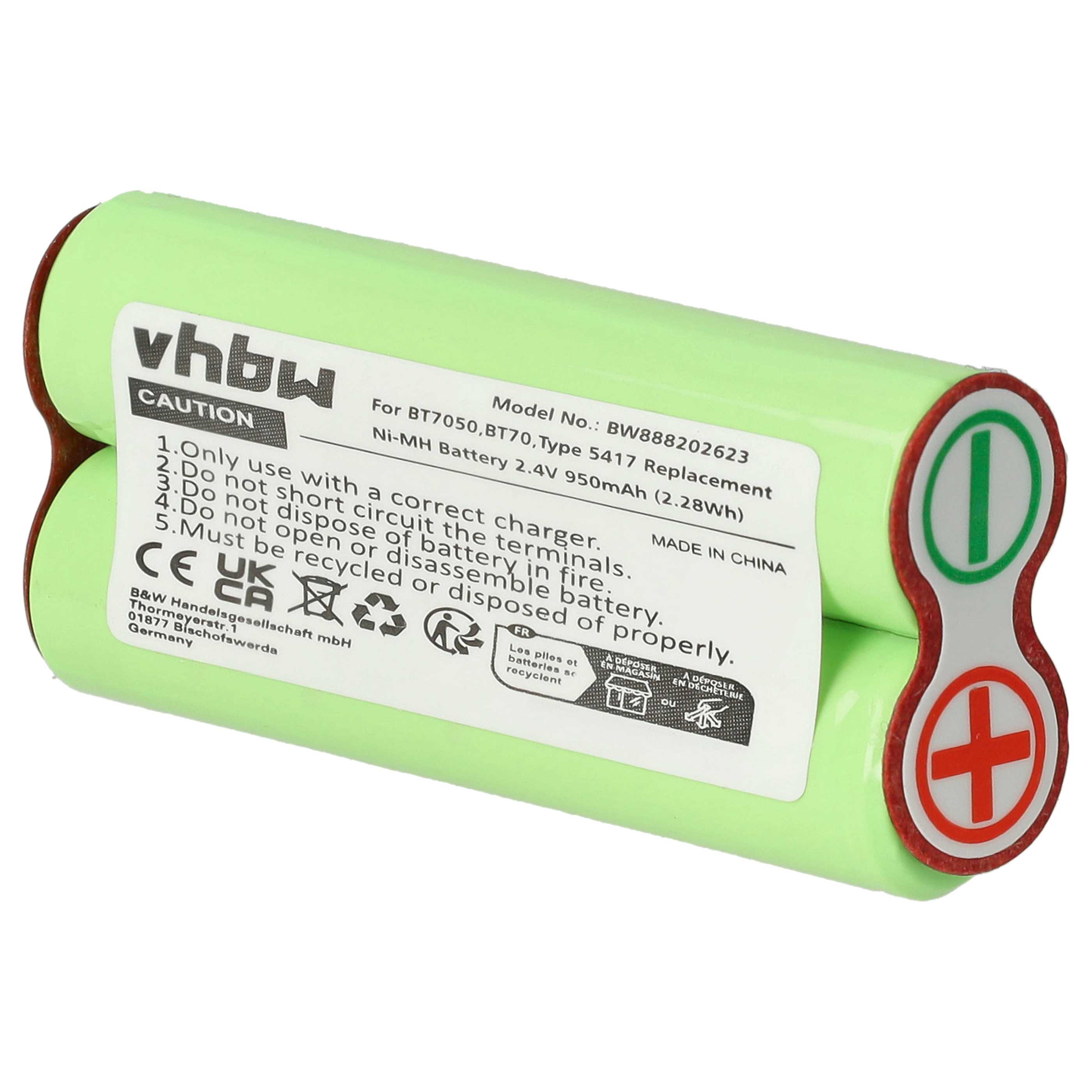Batterie remplace Braun Type 5417 pour rasoir électrique - 950mAh 2,4V NiMH