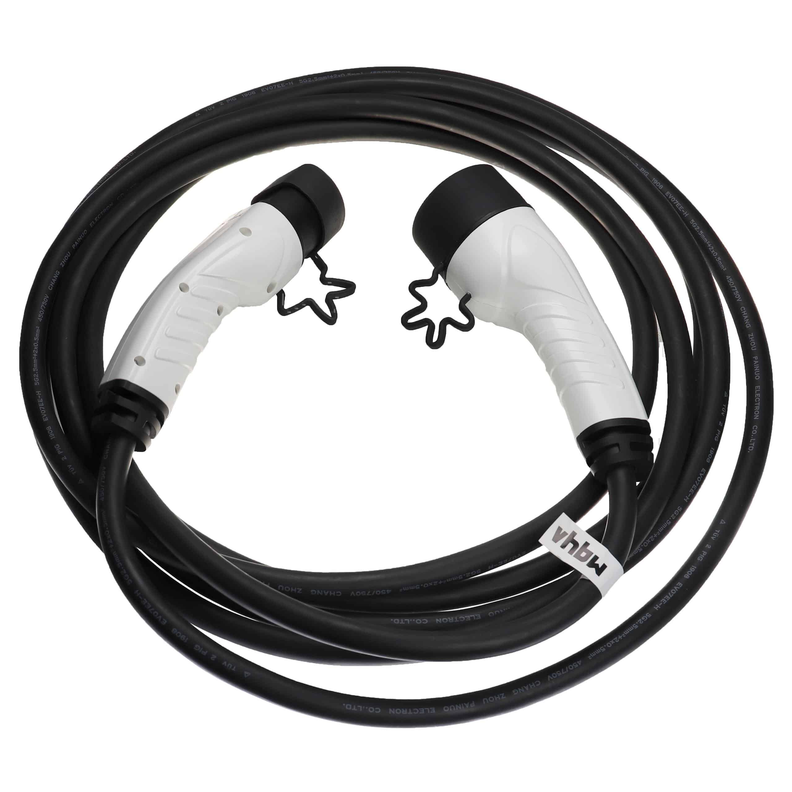 Charging Cable for Electric Car, Plug-In Hybrid - Type 2 to Type 2 Cable, 3-phase, 16 A, 11 kW, 7 m