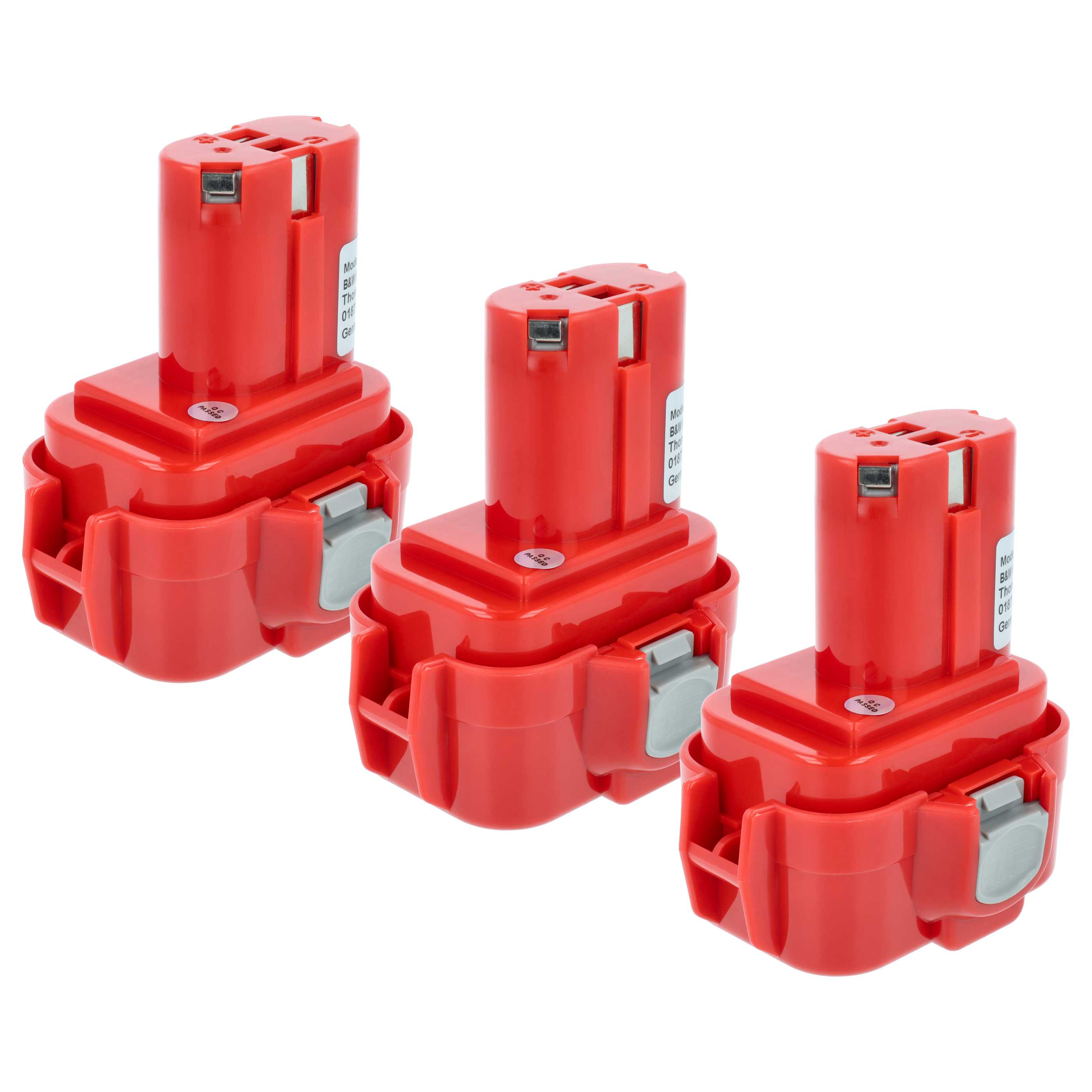 3x Battery replaces Makita 192321-5, 192404-1, 192019-4, 192534-8 Electric Power Tool - 3000 mAh, 9.6 V, NiMH
