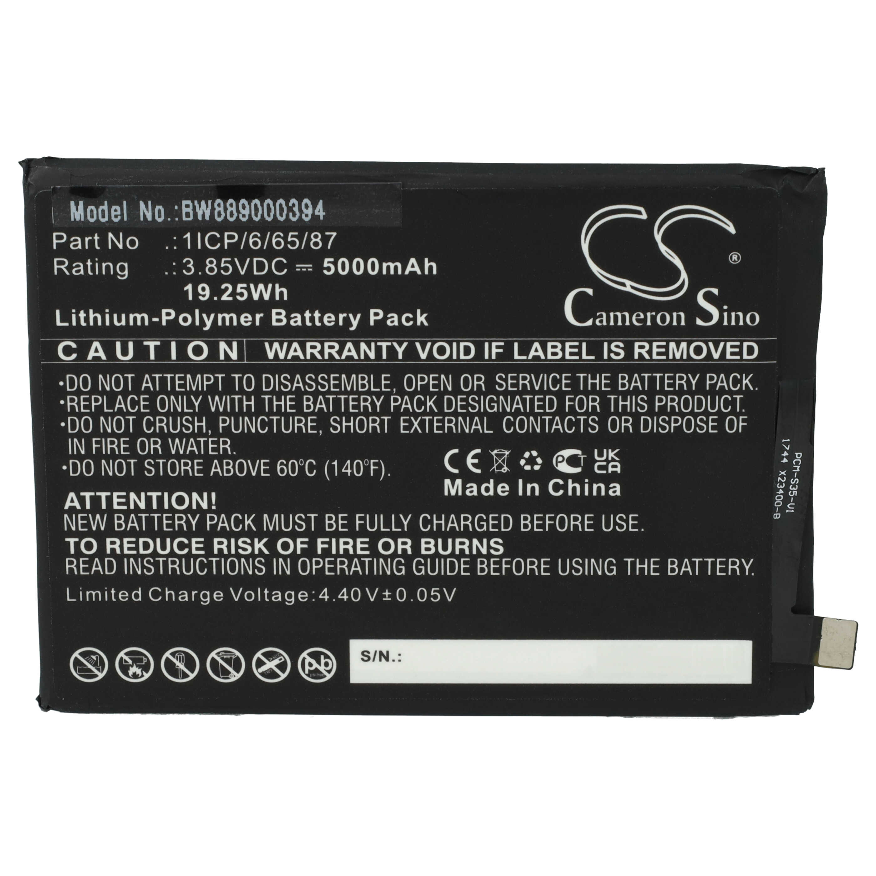 Mobile Phone Battery Replacement for Umi 1ICP/6/65/87 - 5000mAh 3.85V Li-polymer