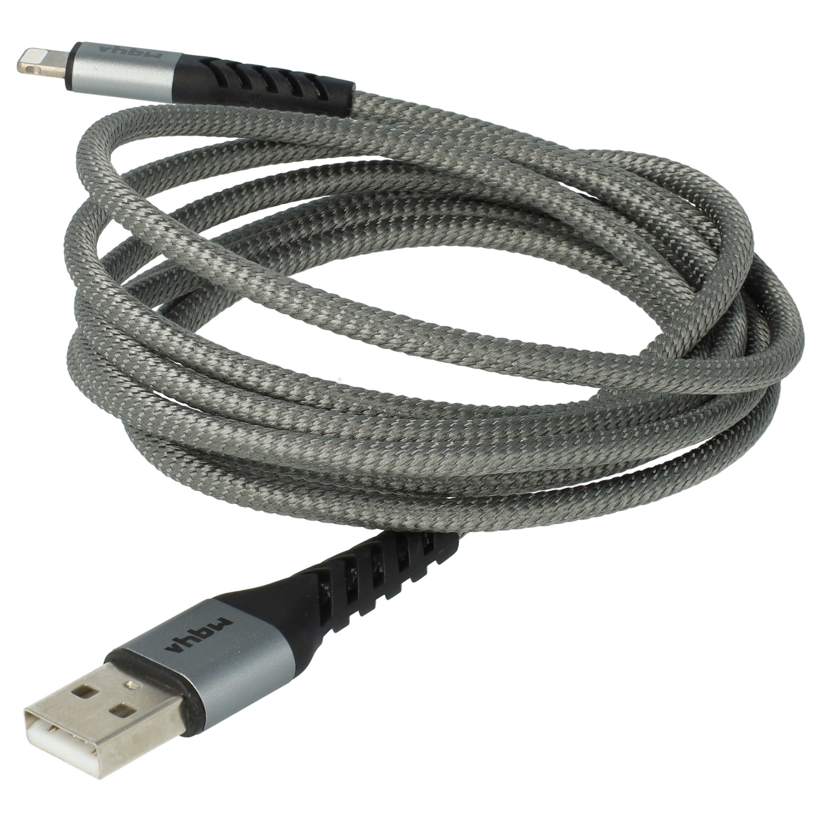 3x Lightning Kabel auf USB A passend für Apple AirPods Apple iOS Geräte - Schwarz Grau, 180cm