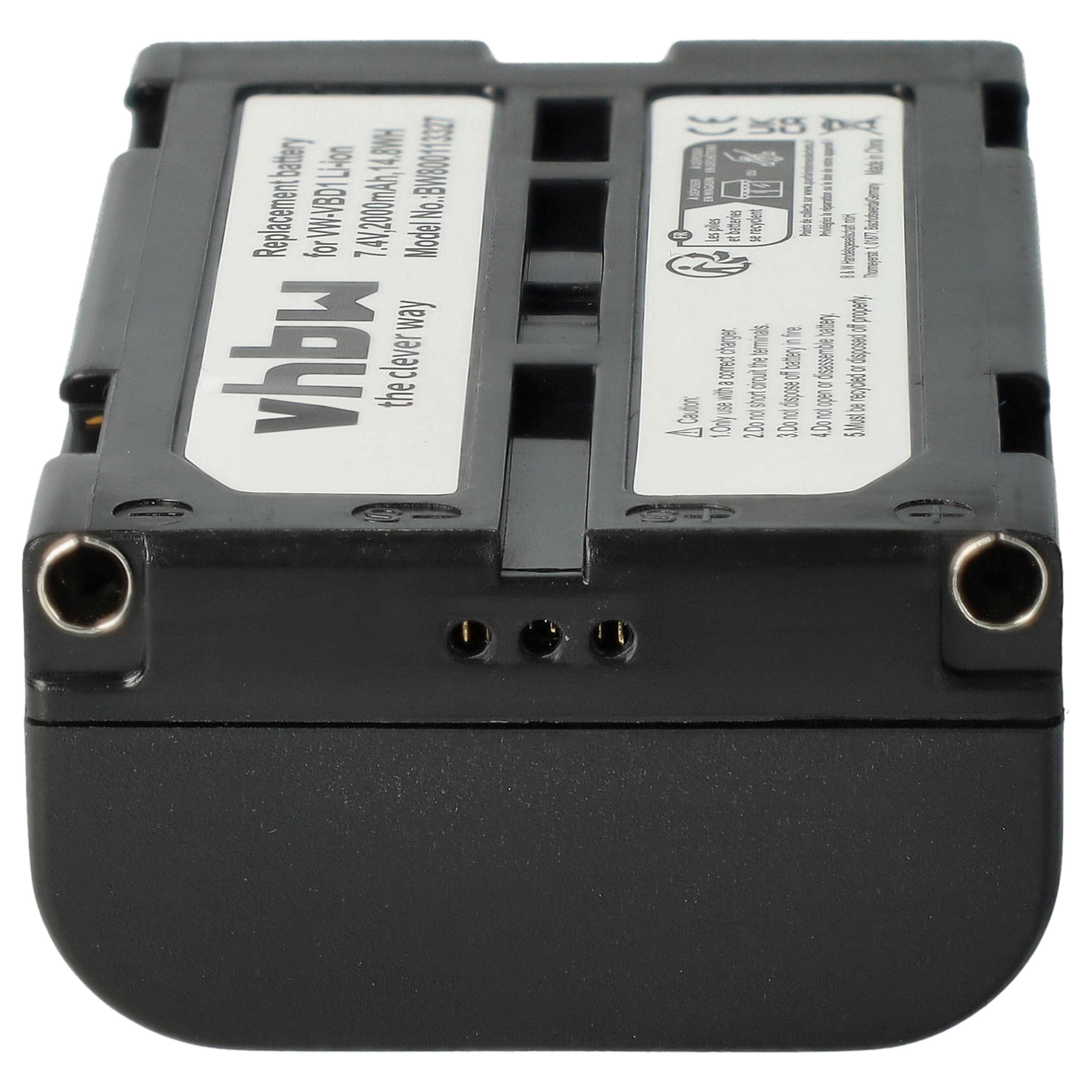 Batterie remplace Hitachi VM-BPL13, M-BPL30, VM-BPL13J, VM-BPL13A pour caméscope Hitachi- 2000mAh 7,4V Li-ion