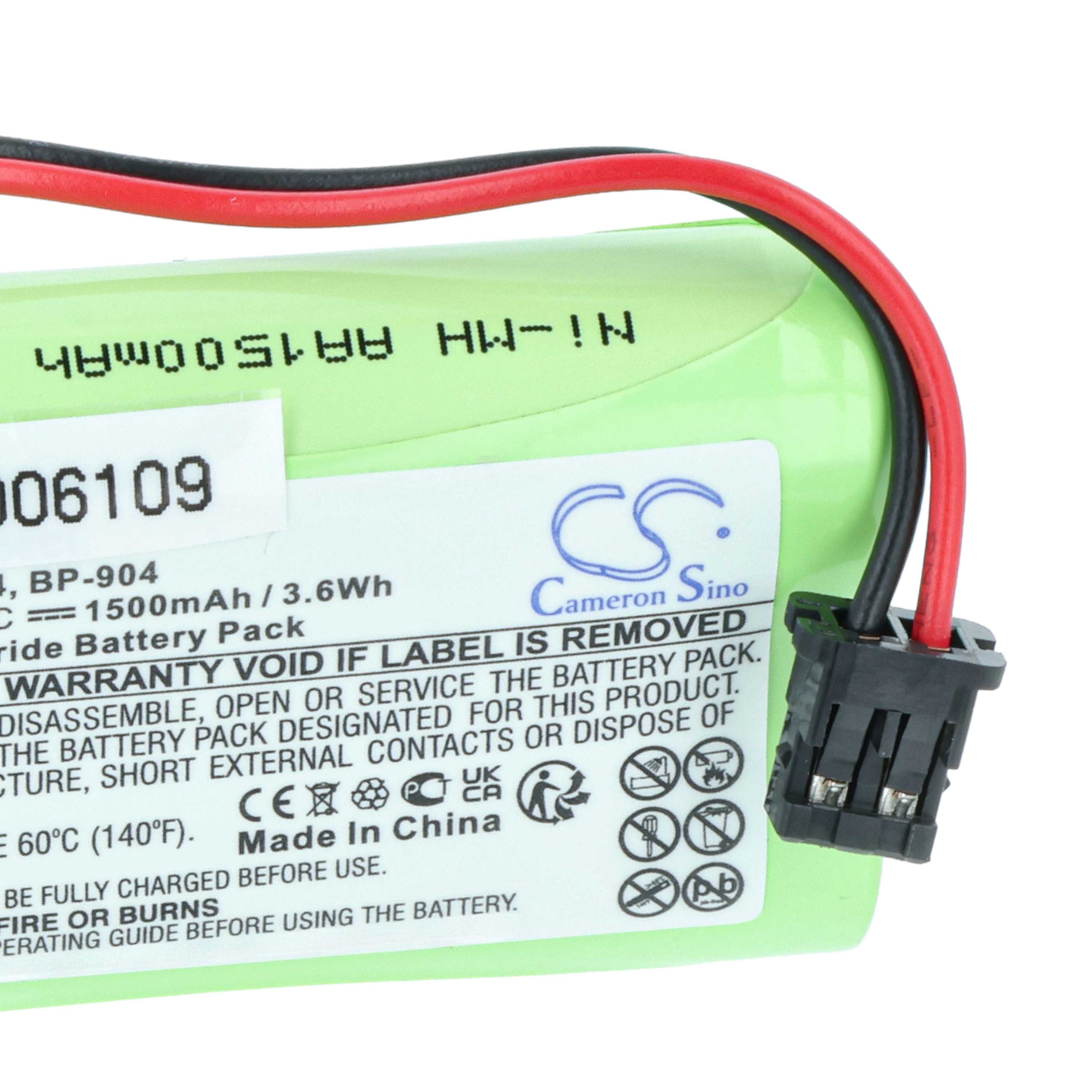 Batterie remplace Memorex BP-904, BT-904 pour téléphone GP - 1500mAh 2,4V NiMH