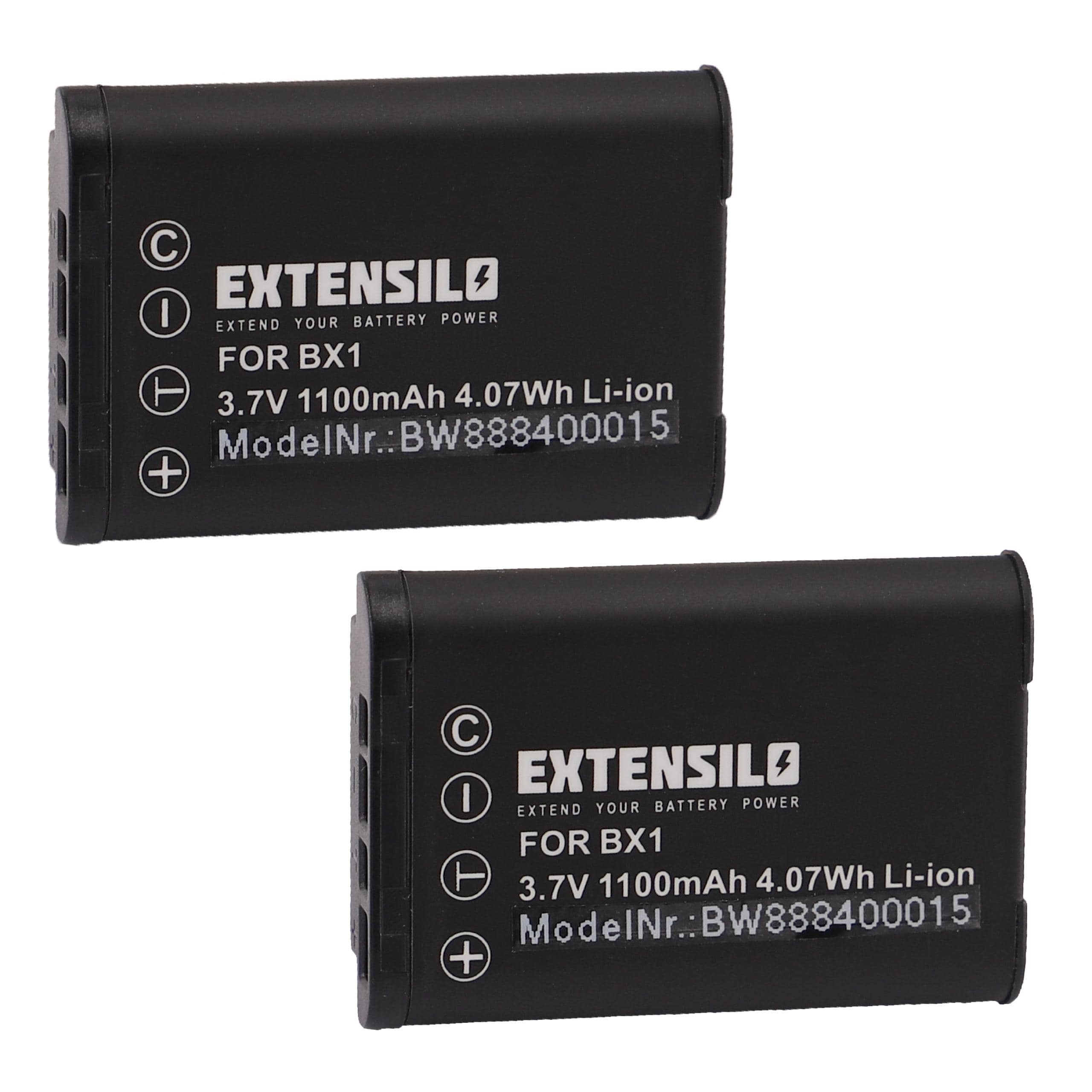 2x Battery replaces Sony NP-BX1 - 1100mAh, 3.7V, Li-Ion