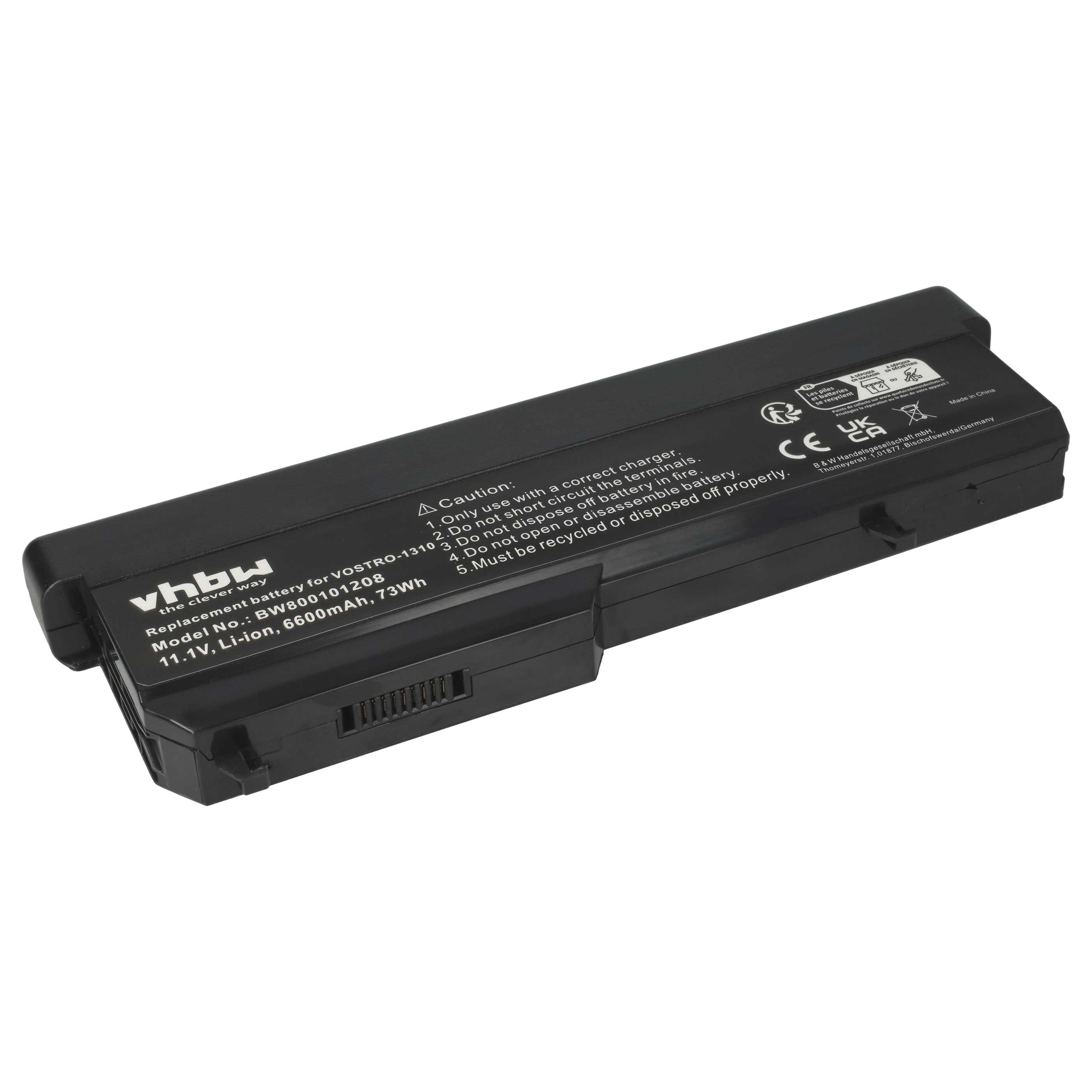 Batteria sostituisce Dell 312-0724, 0K738H, 0N950C, 0N956C, 0N958C per notebook - 6600mAh 11,1V Li-Ion nero