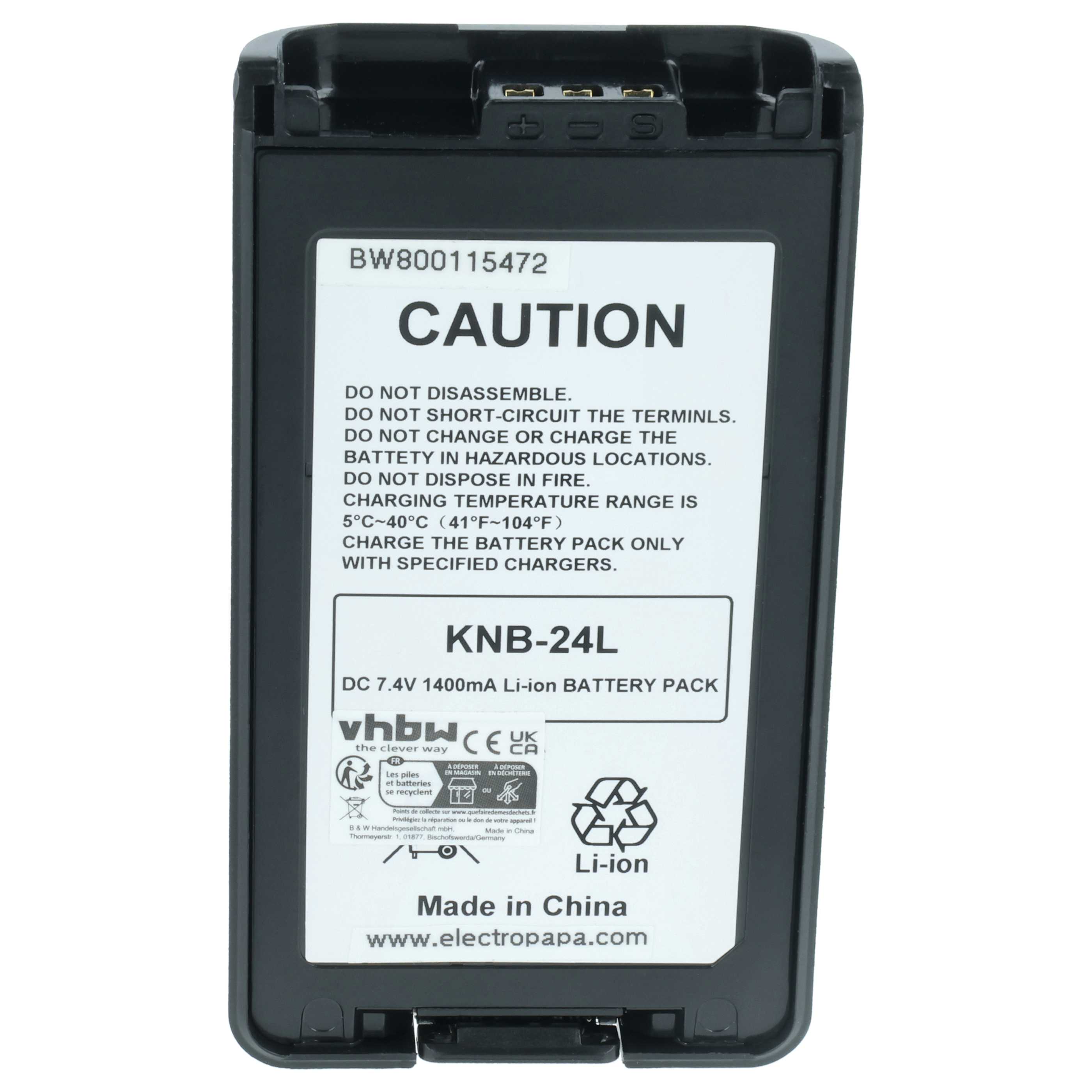 Radio 2x Battery replaces Kenwood KNB-24LX, KNB-24, KNB-24Li, KNB-25A, KNB-25, KNB-24L - 1400 mAh 7.4 V Li-Ion