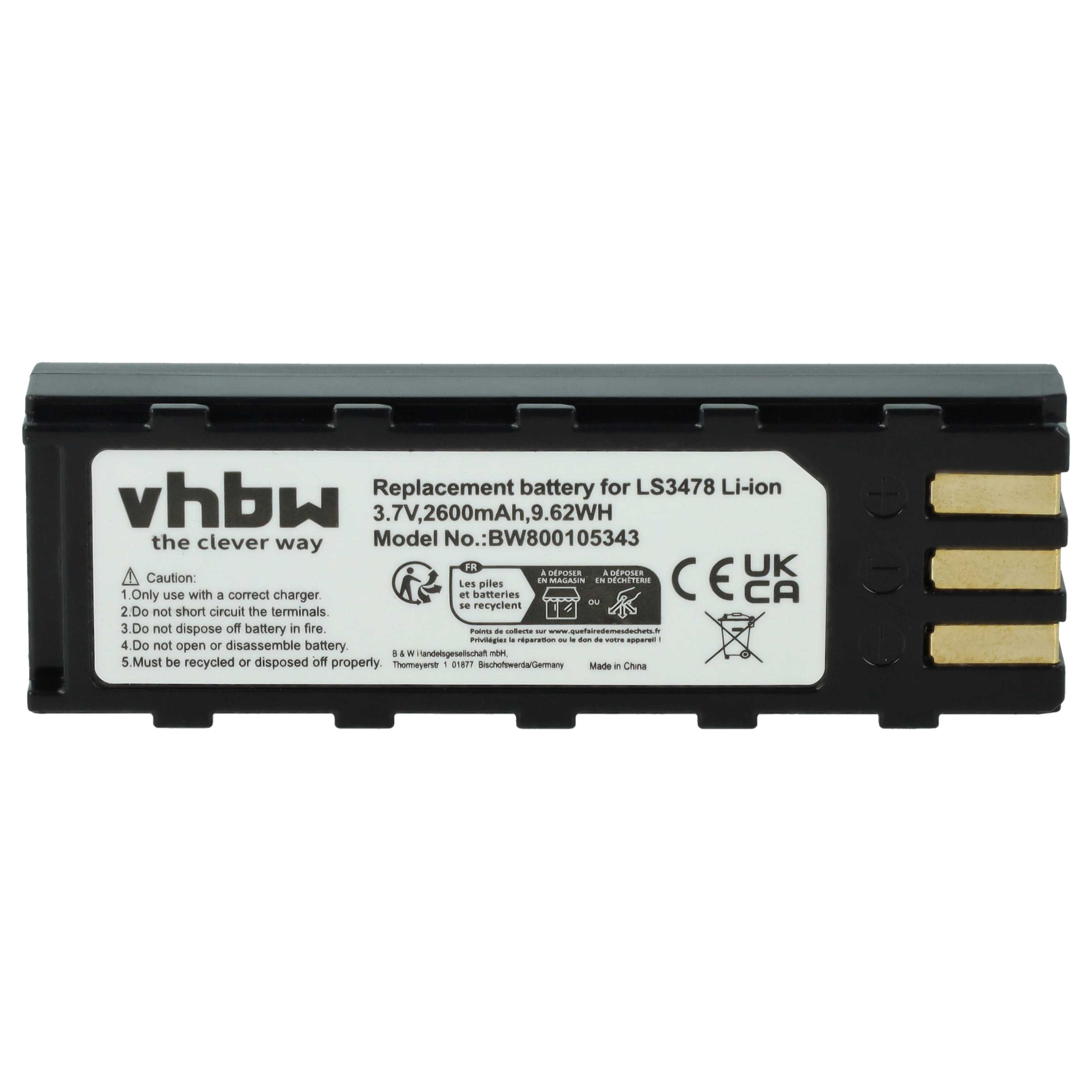 2x Batería reemplaza Leuze 50120448 para escáner código de barras (2600 mAh, 3,7 V, Li-Ion)
