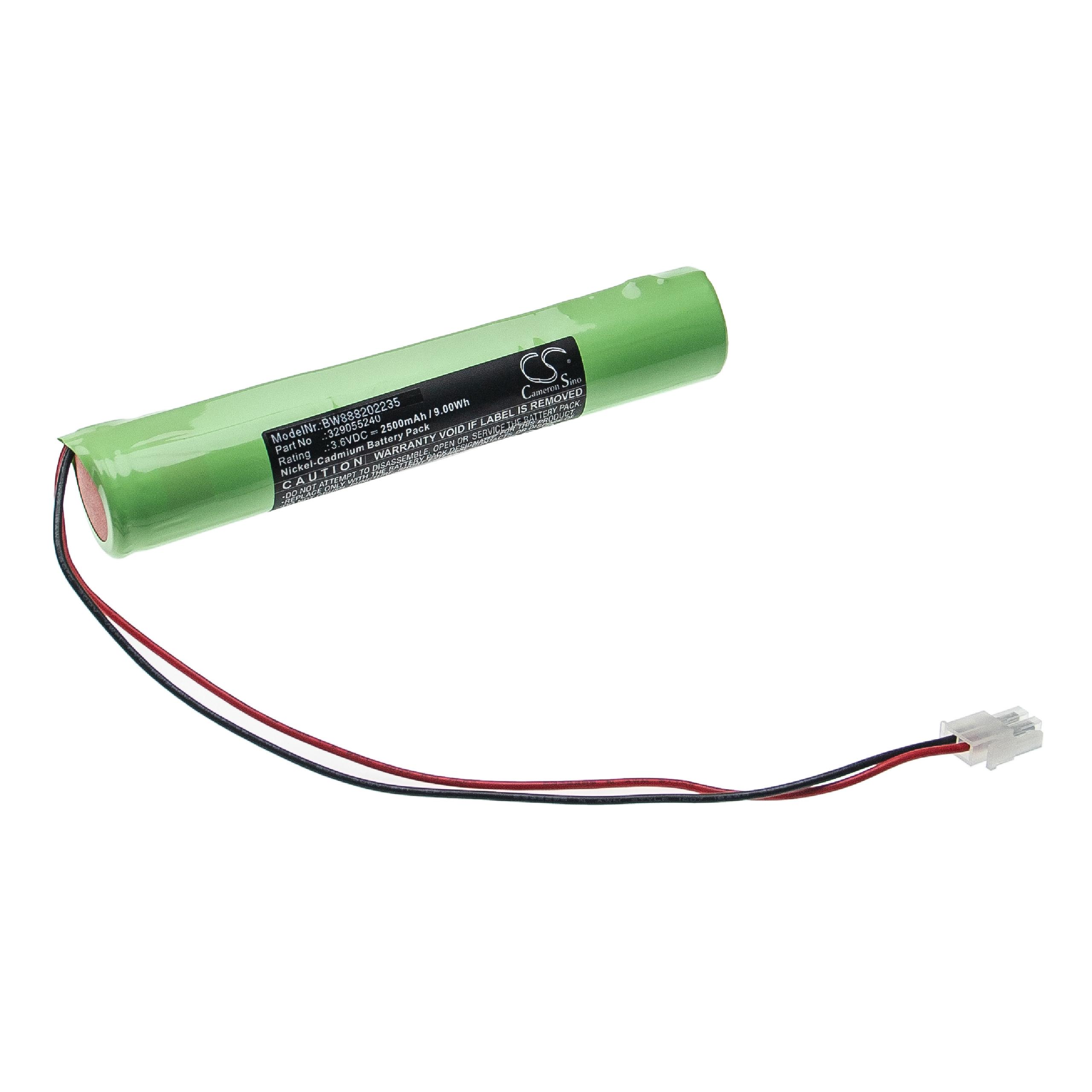 Emergency Light Battery Replacement for BAES 329055240 - 2500mAh 3.6V NiCd