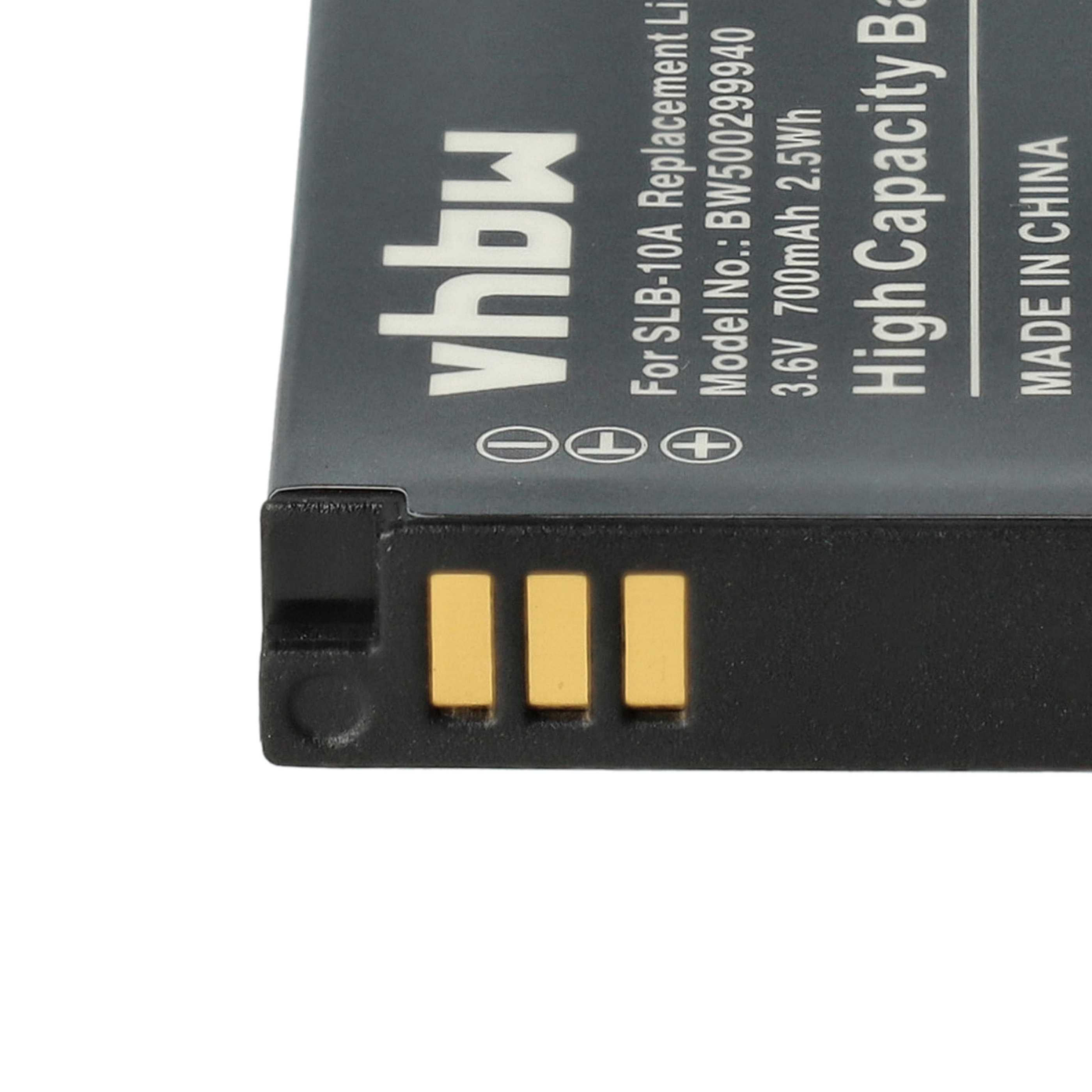 3x Battery replaces Samsung BP-10A, BP10A, SLB-10A - 700mAh, 3.6V, Li-Ion