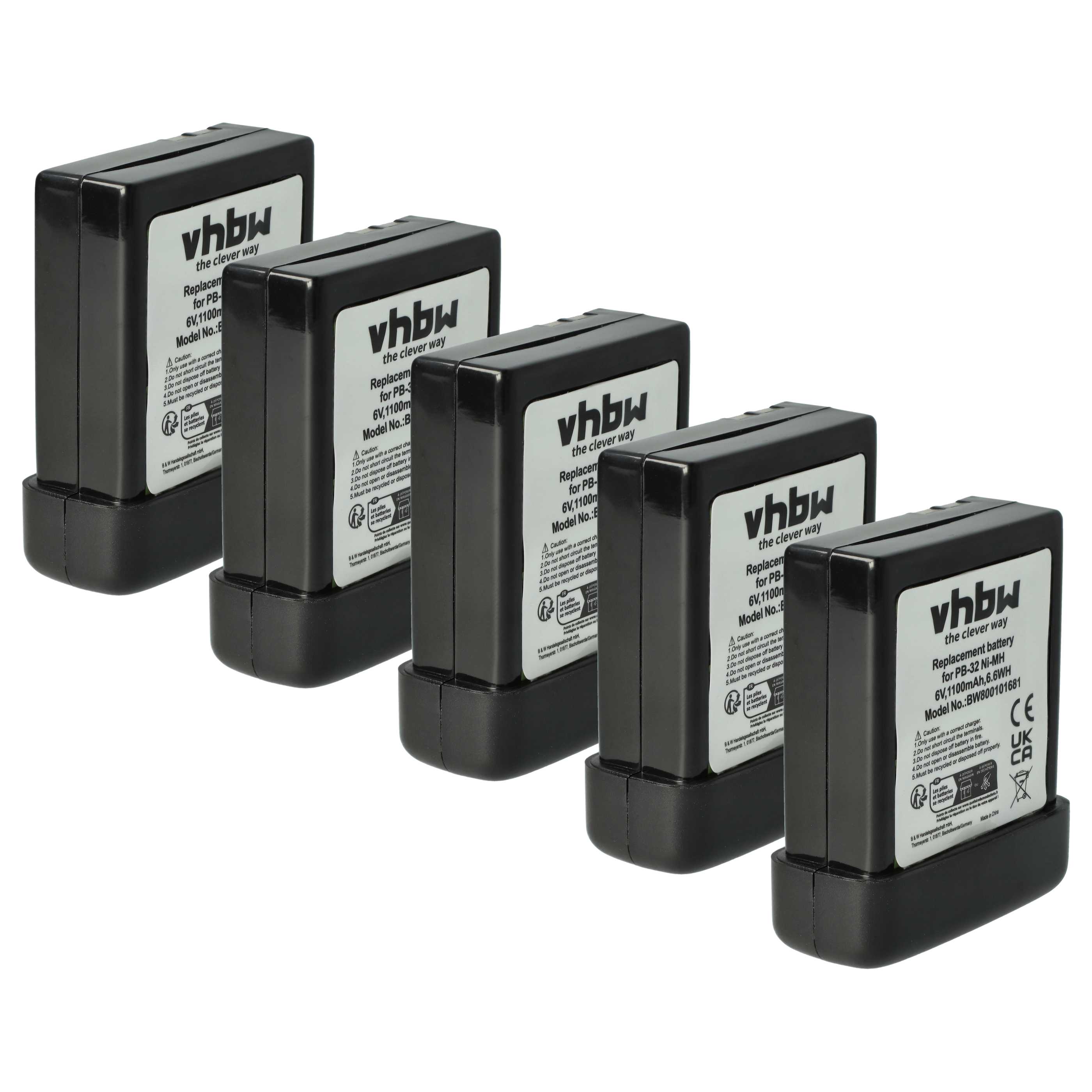 Radio 5x Battery replaces Kenwood PB-32, PB-32H, PB-33, PB-34 - 1100 mAh 6 V NiMH