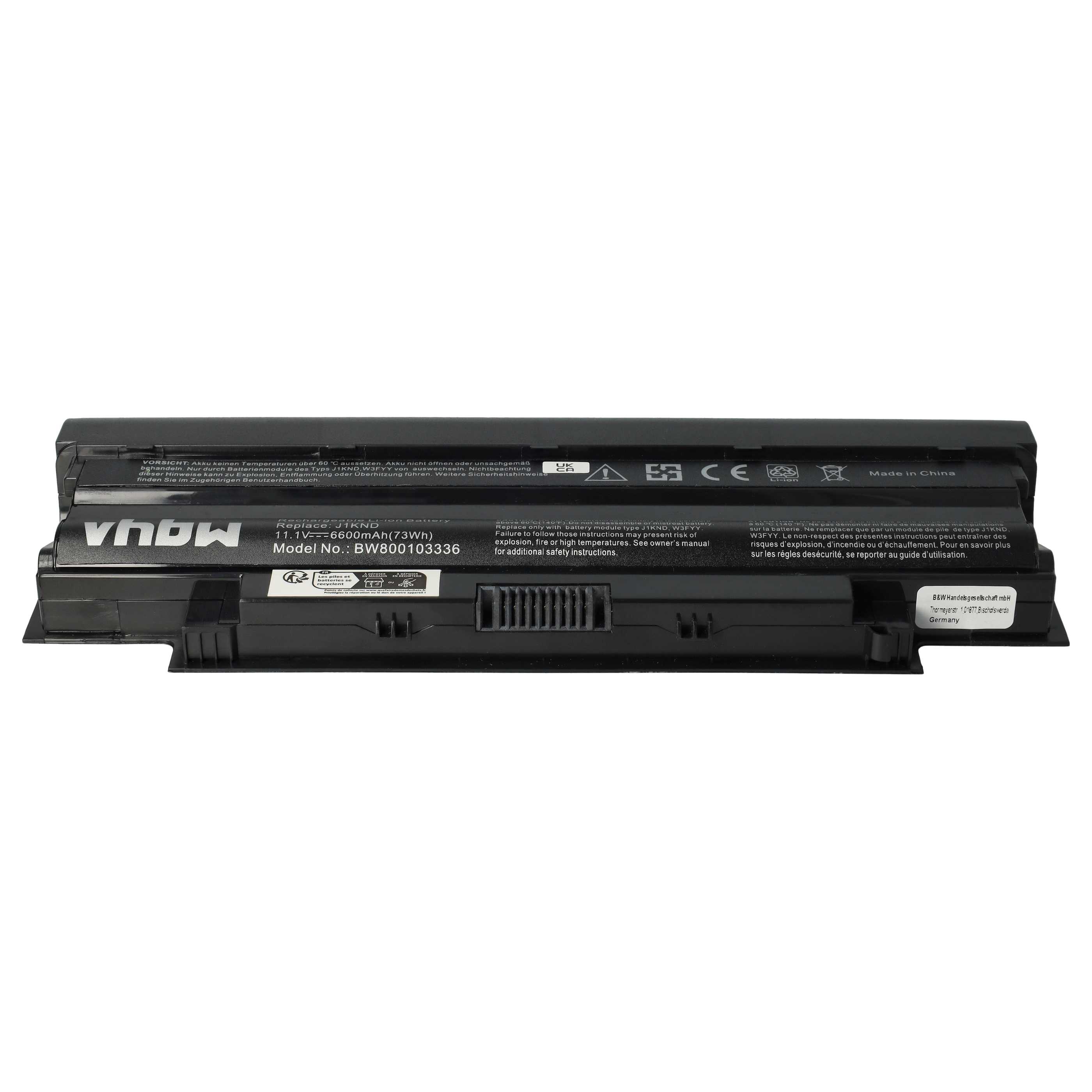 Akumulator do laptopa zamiennik Dell 07XFJJ, 0J1KND, 04YRJH, 06P6PN, 0383CW - 6600 mAh 11,1 V Li-Ion, czarny