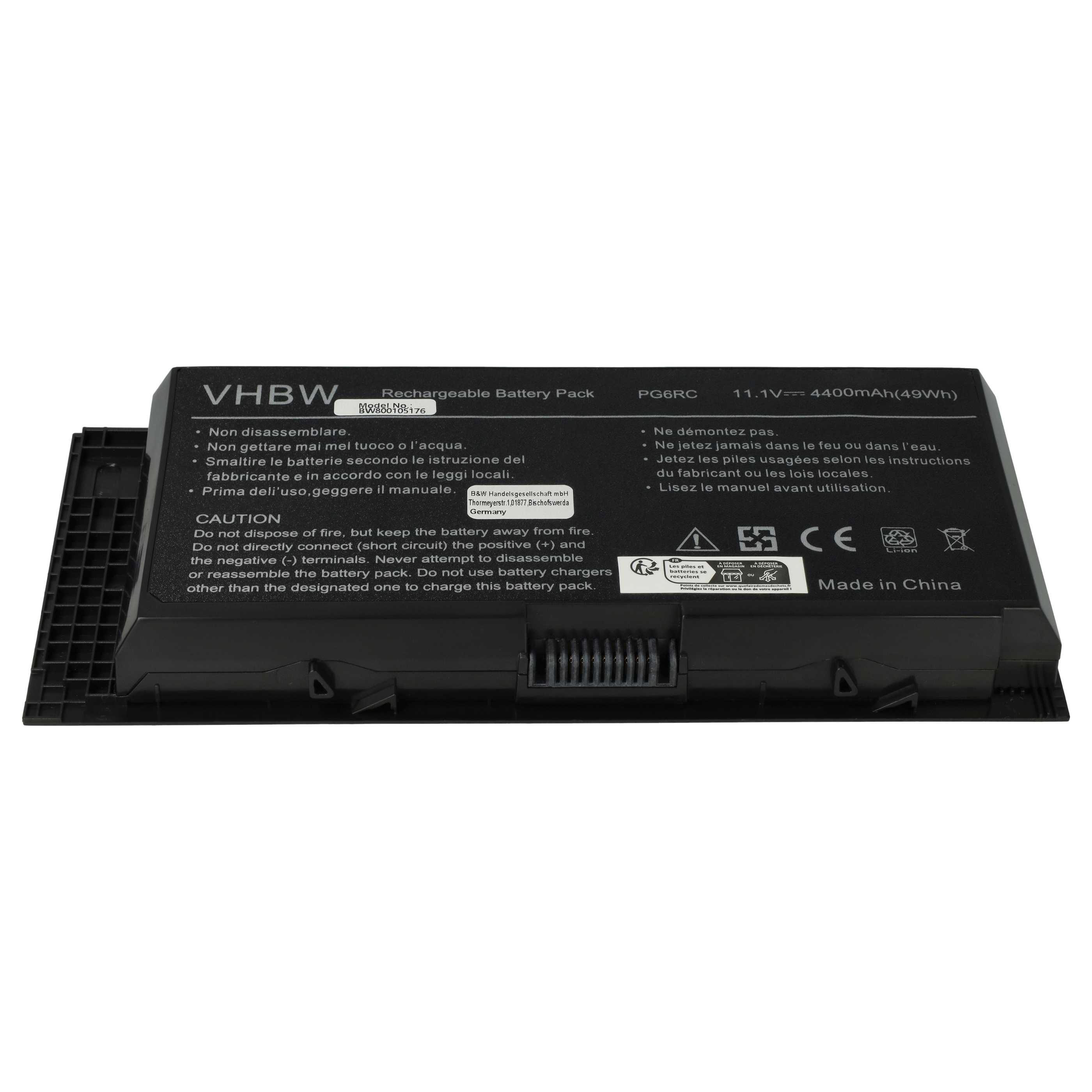 Akumulator do laptopa zamiennik Dell 0JHYP2, 0FVWT4, 0R7PND, 0PG6RC, 0RY6WH - 4400 mAh 11,1 V Li-Ion, czarny