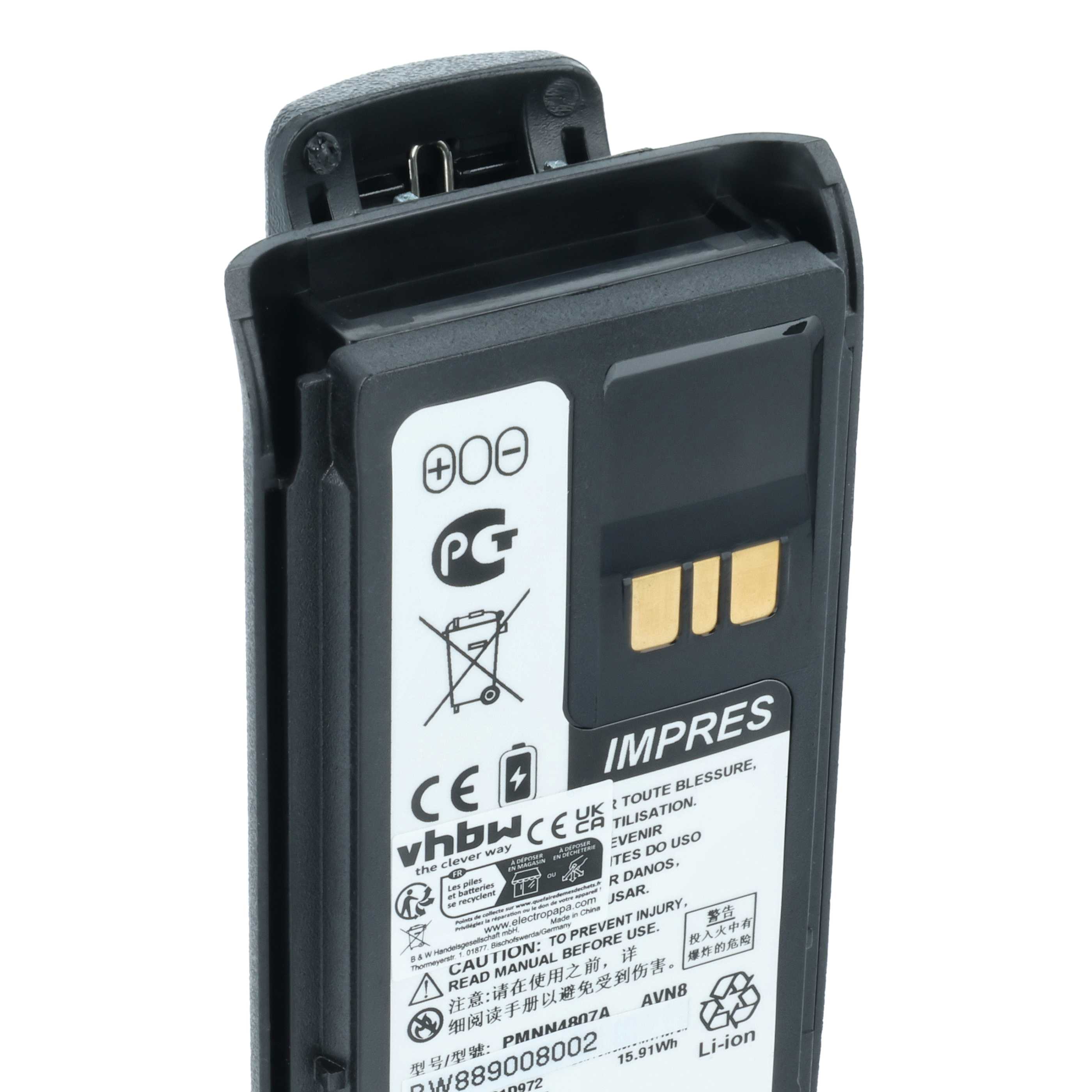 Radio 2x Battery replaces Motorola PMNN4807, PMNN4407A, PMNN4407 - 2150 mAh 8.4 V Li-Ion + Belt Clip