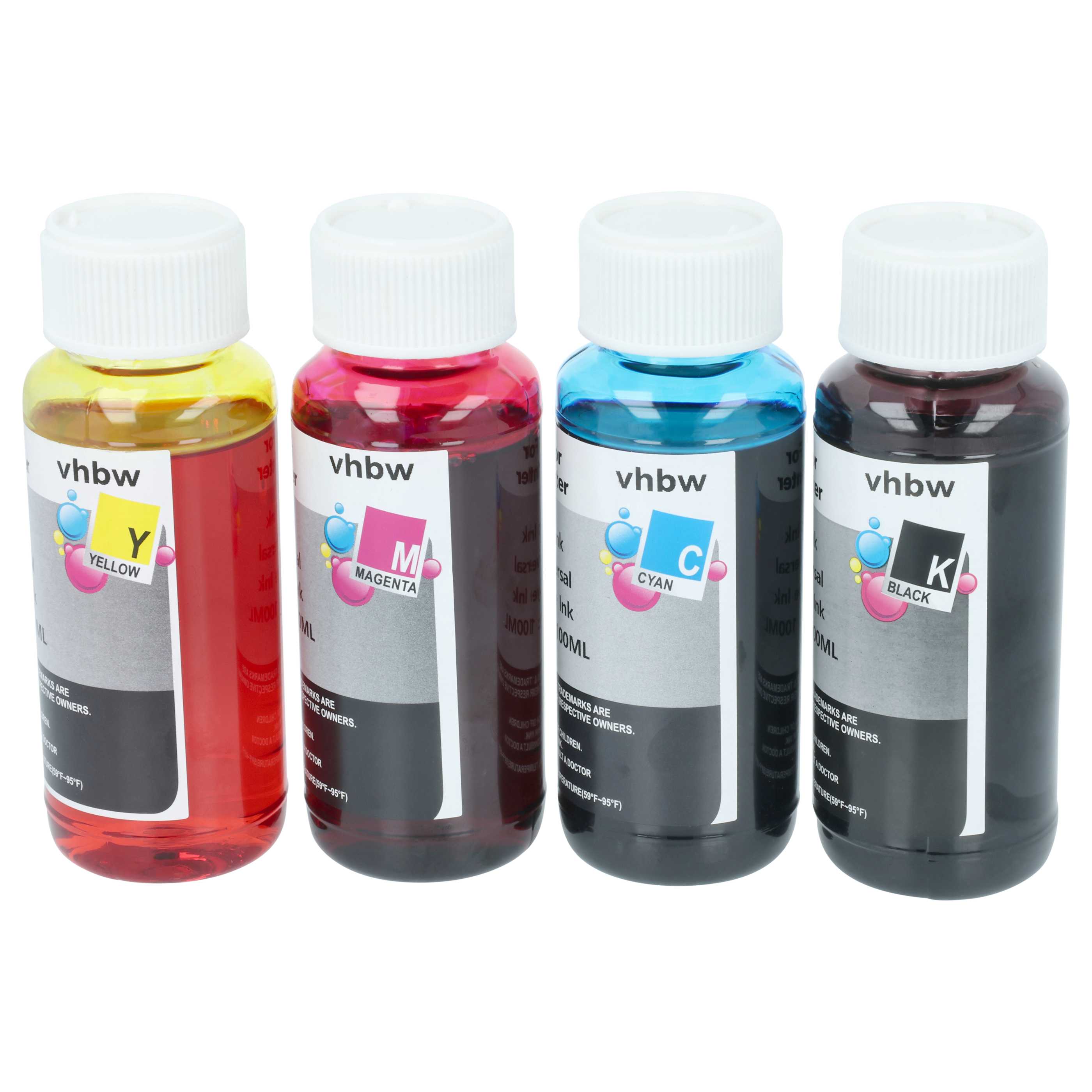 4x Refill Ink Multi-Coloured suitable for, Canon HP Dye Printer etc., 100 ml