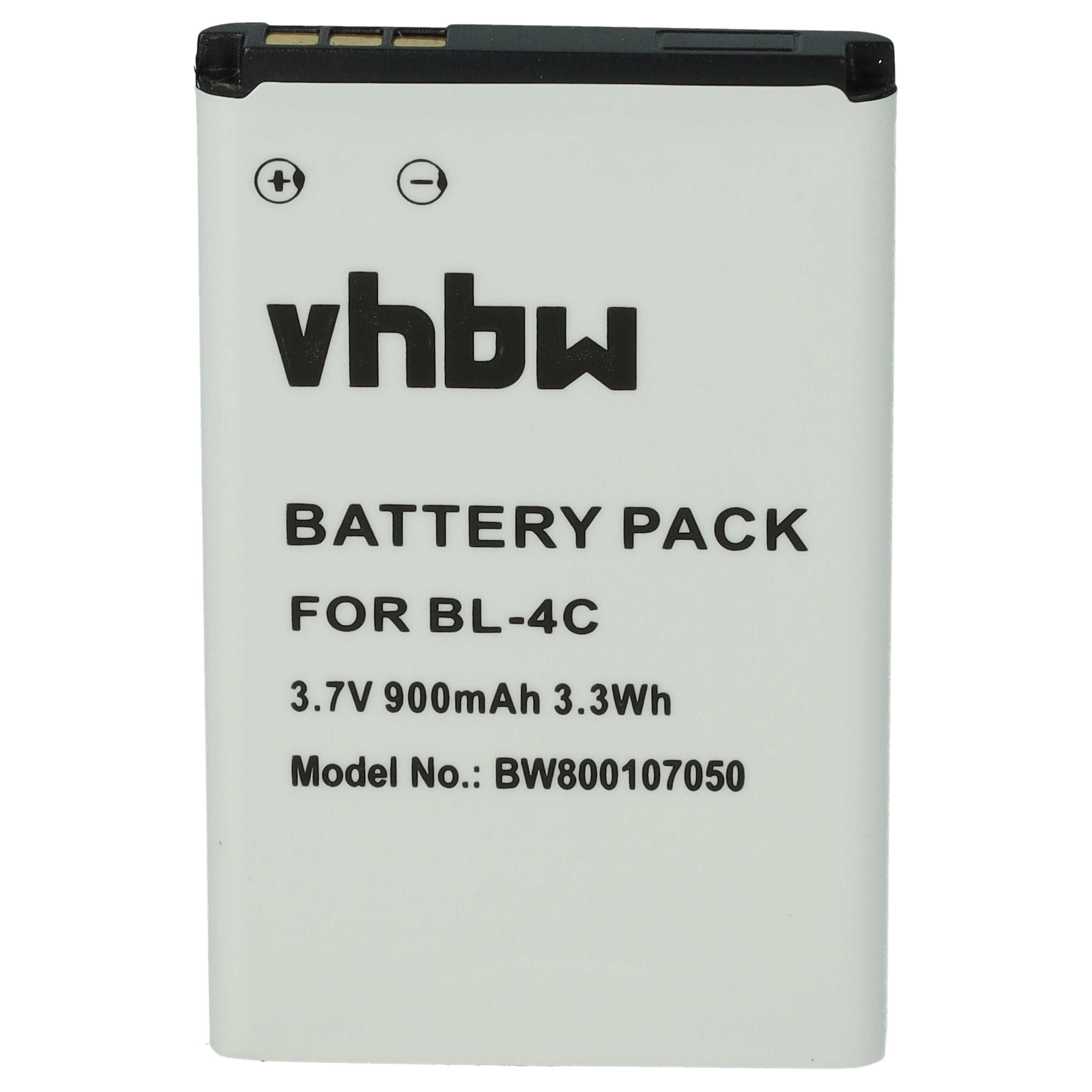 Batterie remplace Blu N4C600T pour téléphone portable - 900mAh, 3,7V, Li-ion