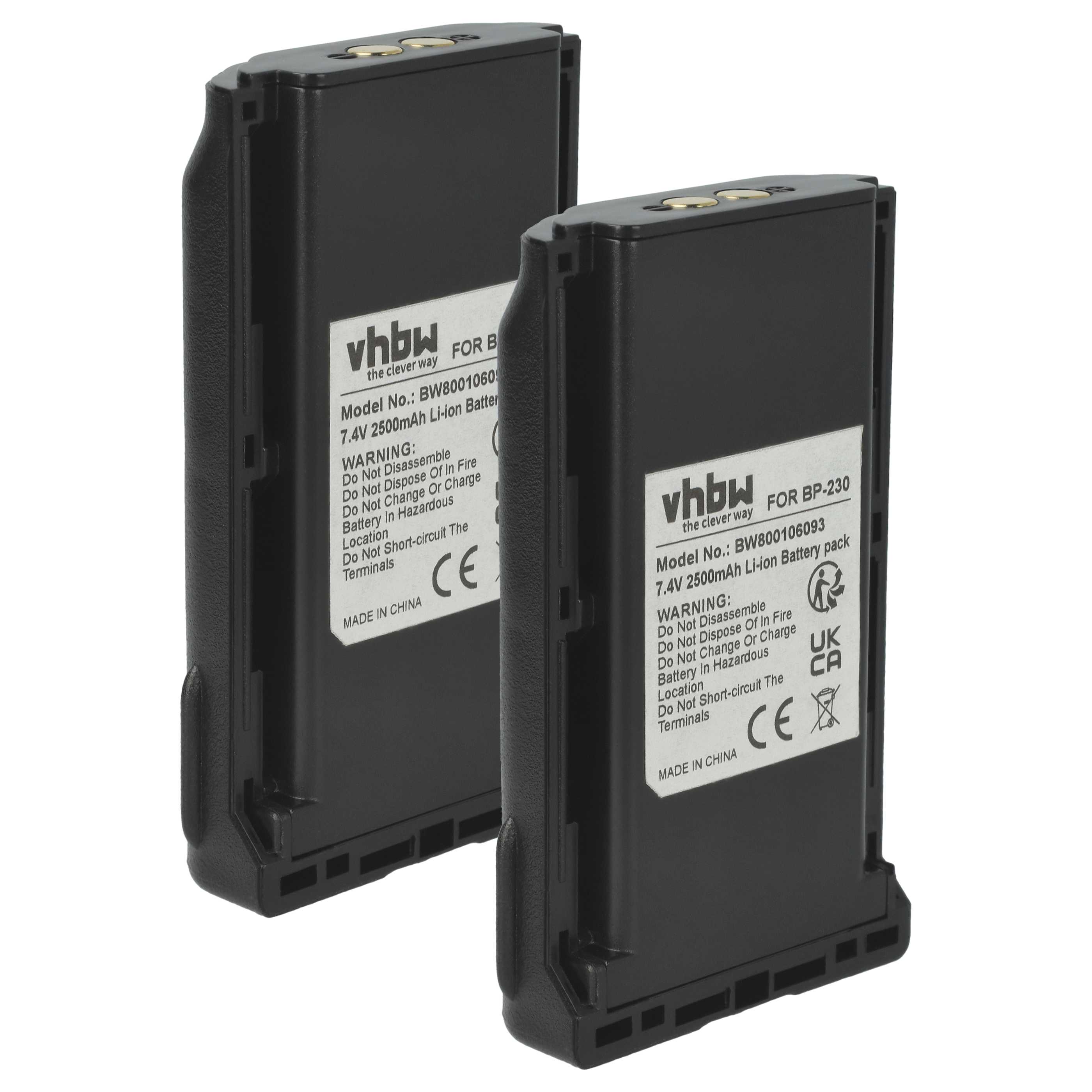 Radio 2x Battery replaces Icom BJ-2000, BP-232, BP-231, BP-231N, BP-230, BP-230N - 2500 mAh 7.4 V Li-Ion