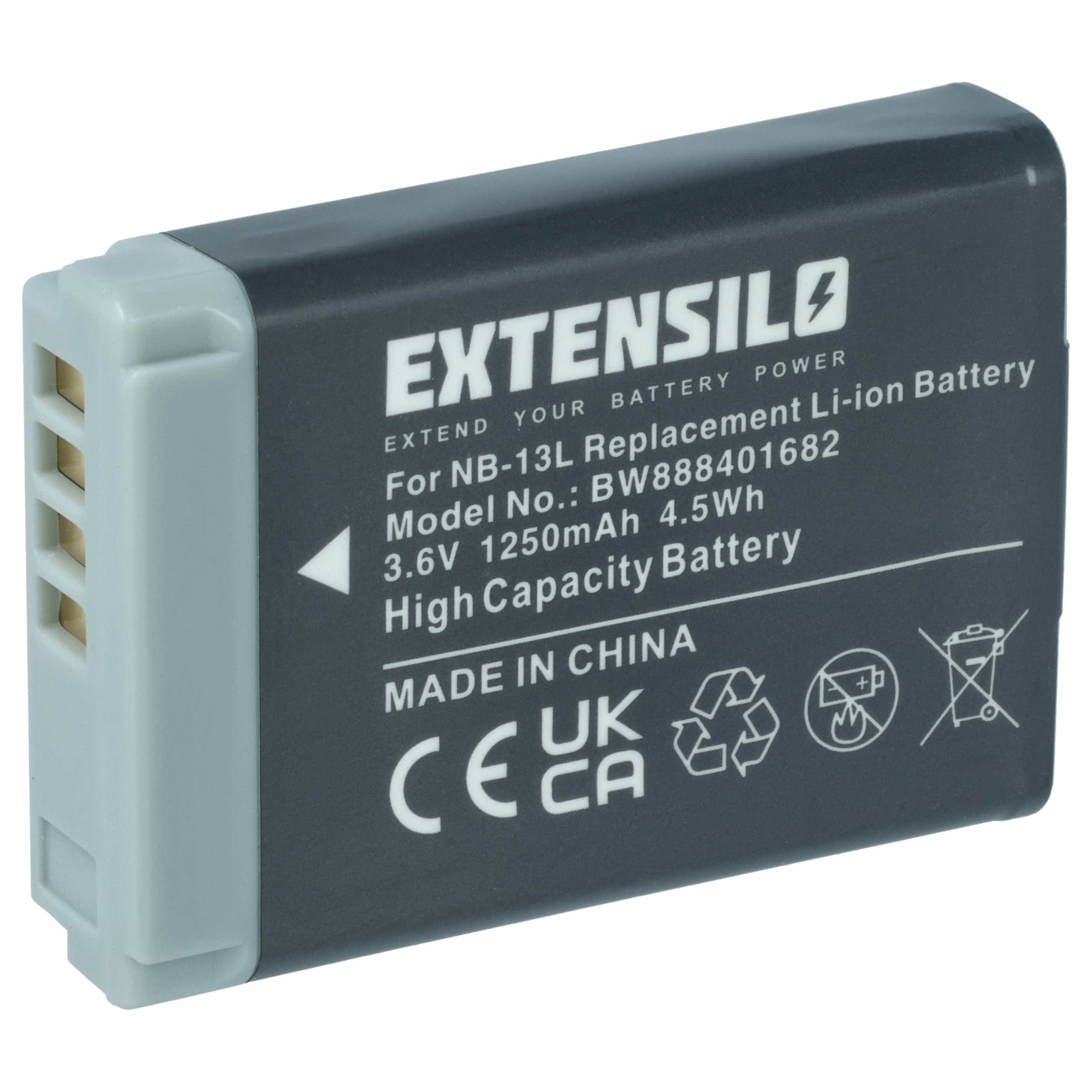 Battery replaces Canon NB-13L - 1250mAh, 3.6V, Li-Ion